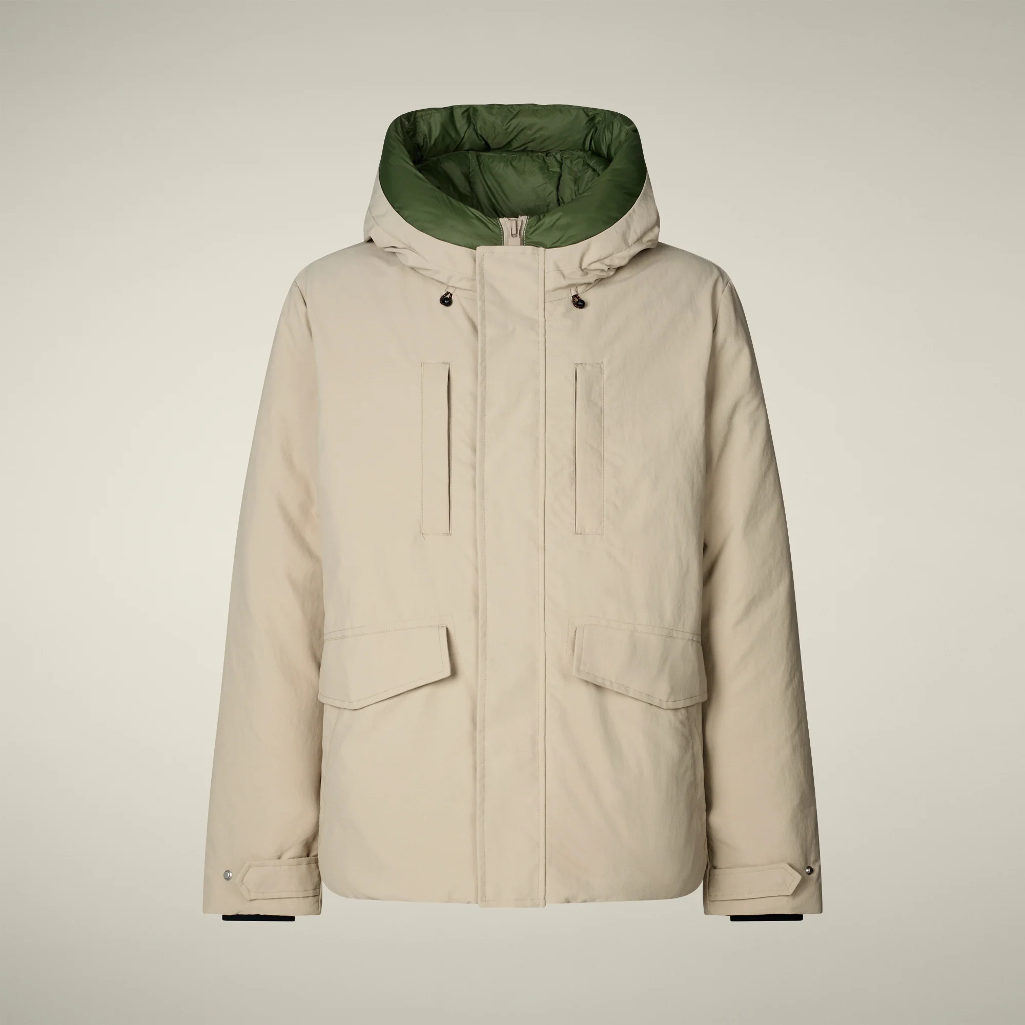 Men's Parka Enzo in Stone Beige and Pine Green