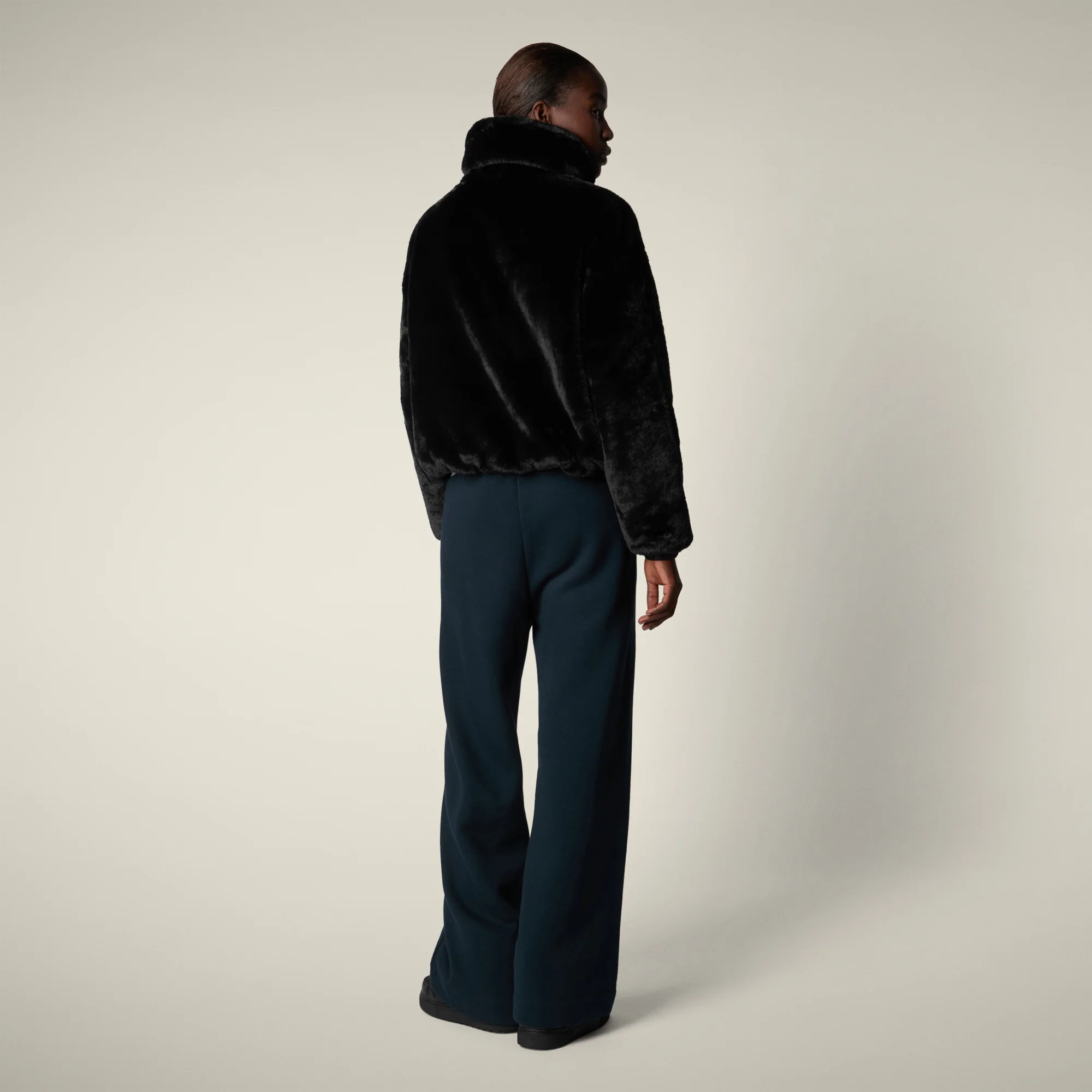 Women's Reversible Faux Fur Jacket Jeon in black