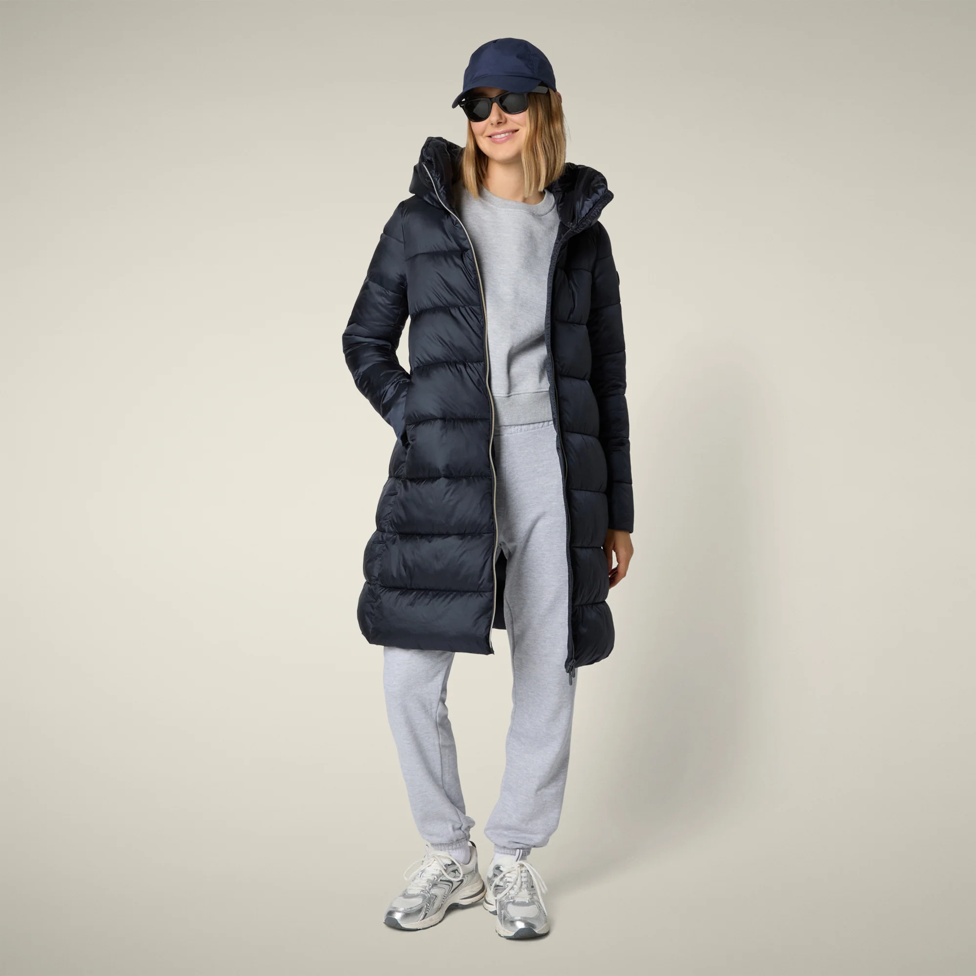 Women's Animal free puffer Coat Lysa in blue black