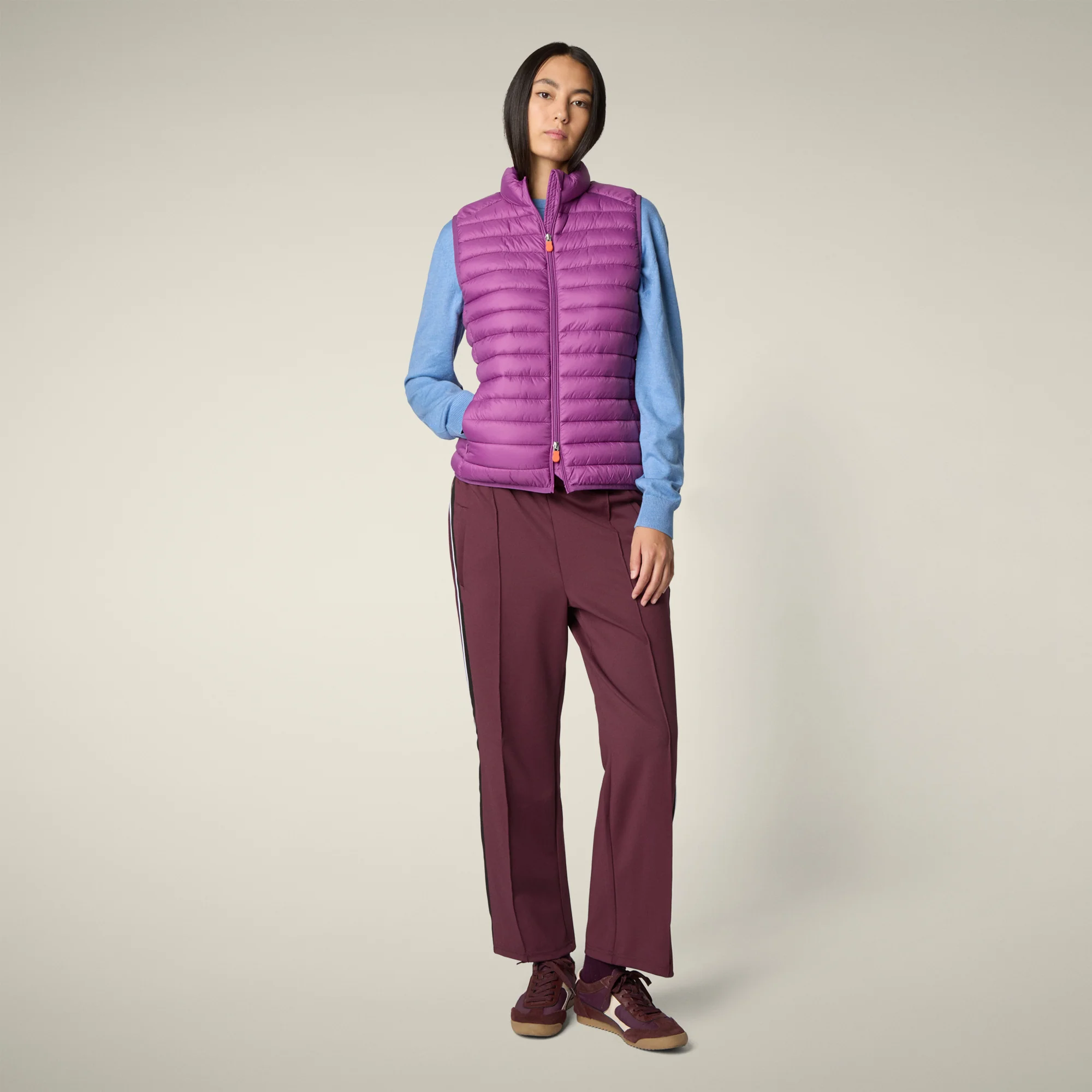 Women's Animal free puffer Vest Charlotte in Cyclamen Violet