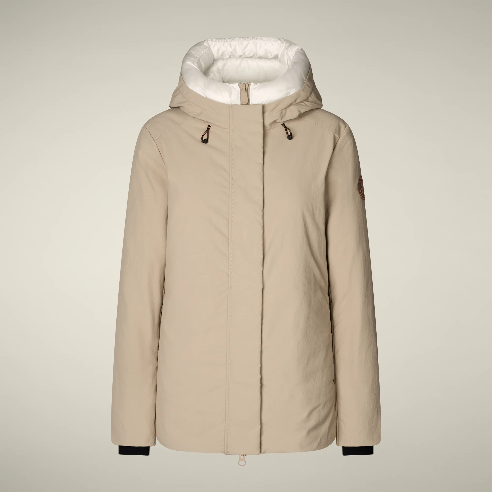 Women's Parka Mina in Stone Beige and Off White