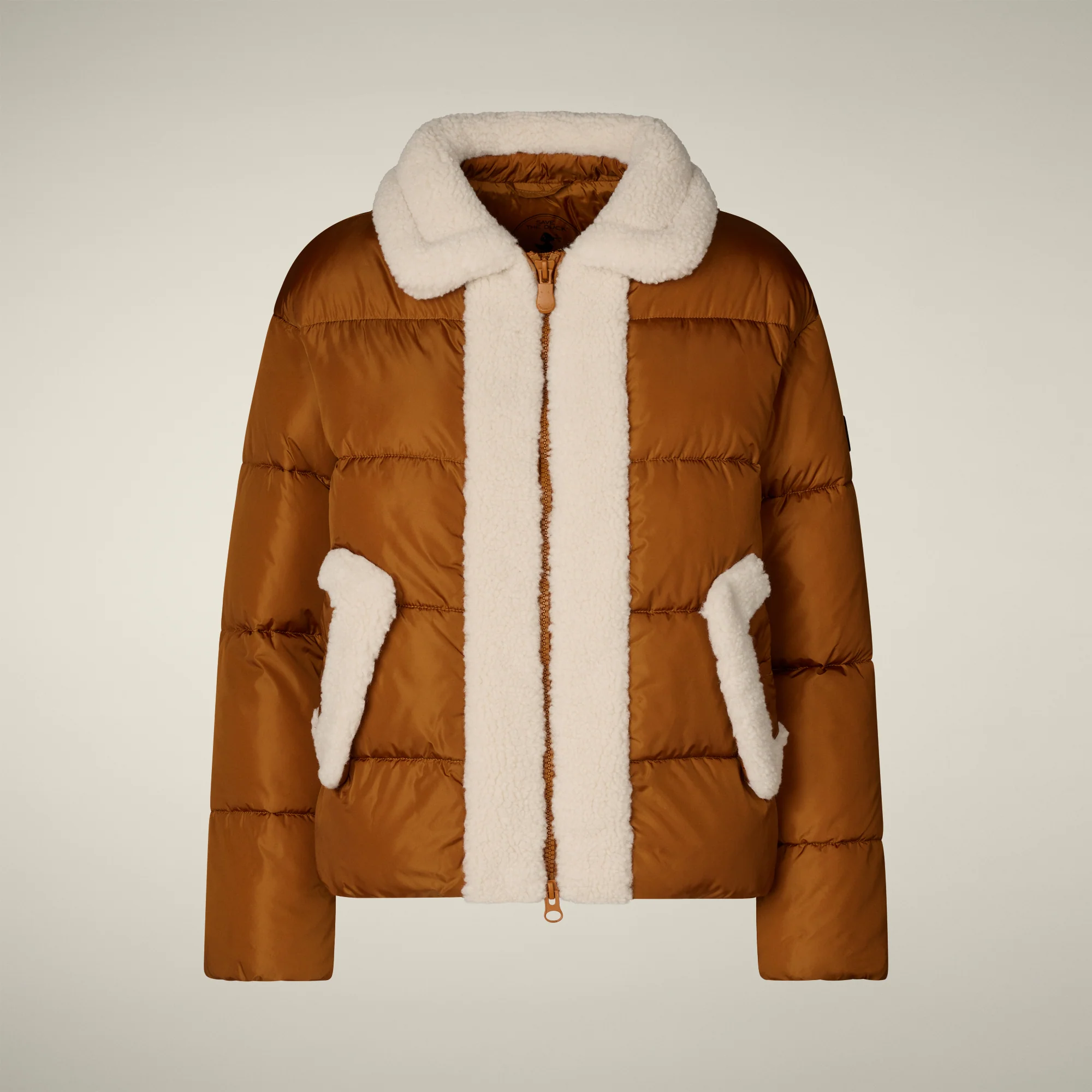 Women's Animal free puffer Jacket Honey in Caramel Brown