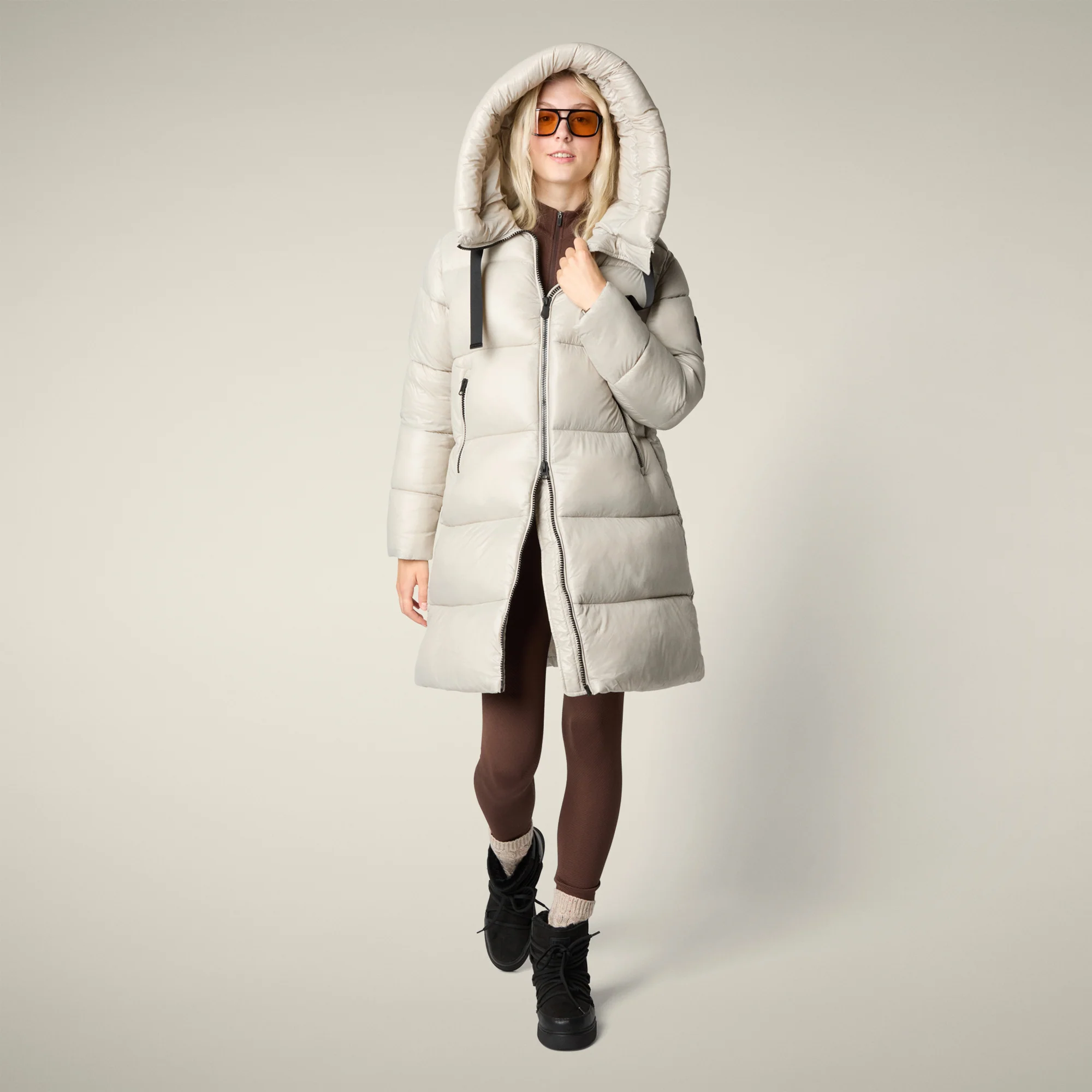 Women's Animal free puffer coat Isabel in rainy beige