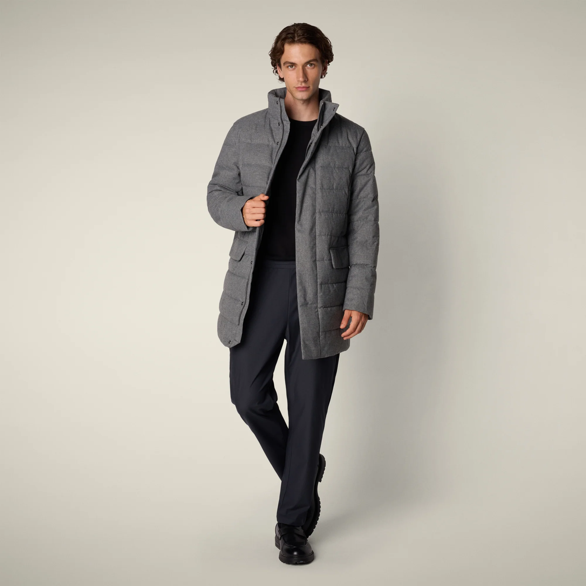 Men's animal free puffer gordon in mid grey melange