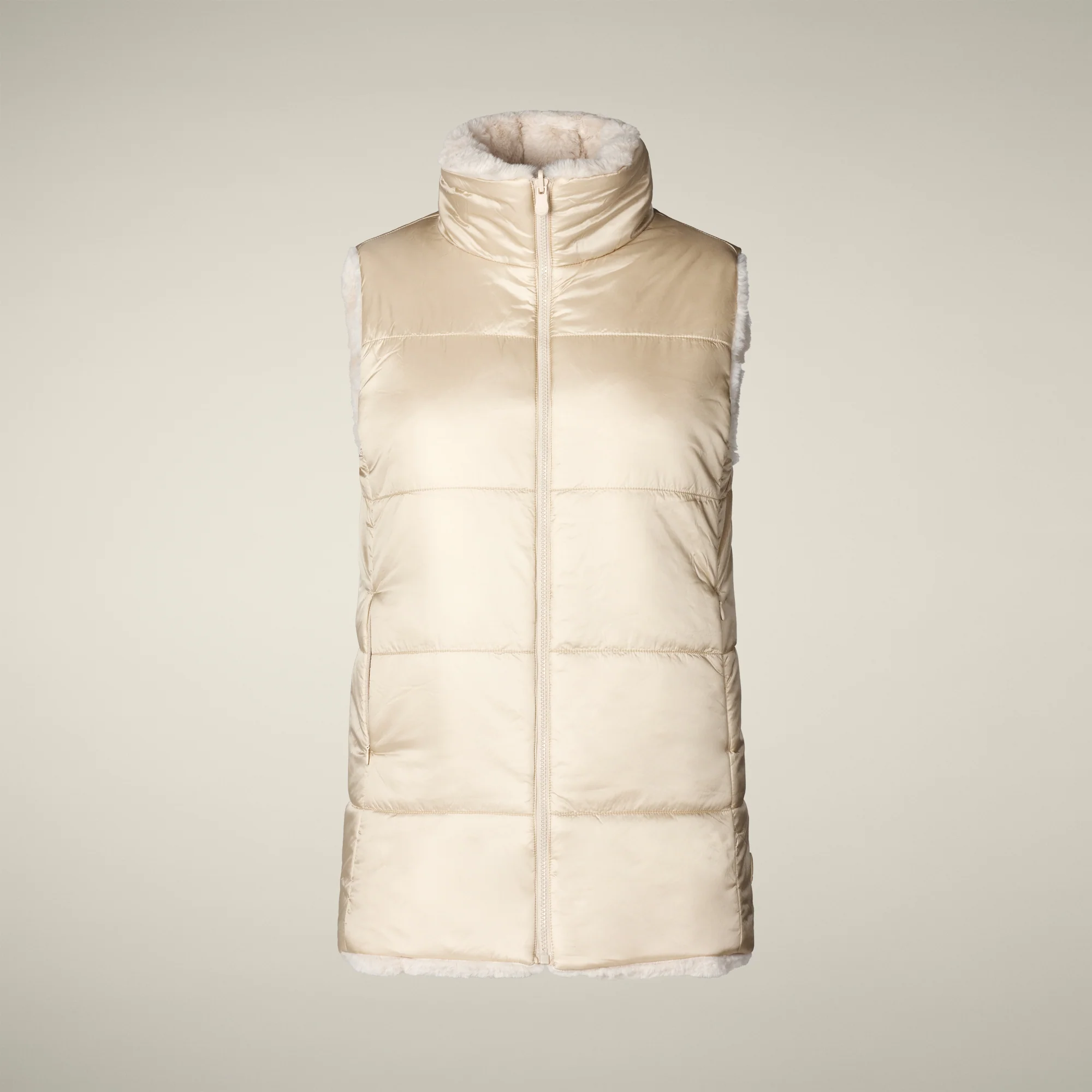 Women's Reversible Faux Fur Vest Nives in Shore Beige