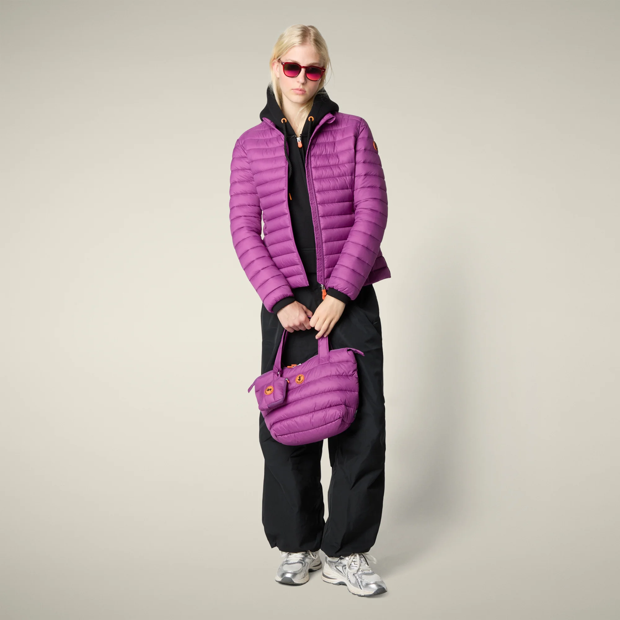Women's Animal free puffer Jacket Carly in Cyclamen Violet