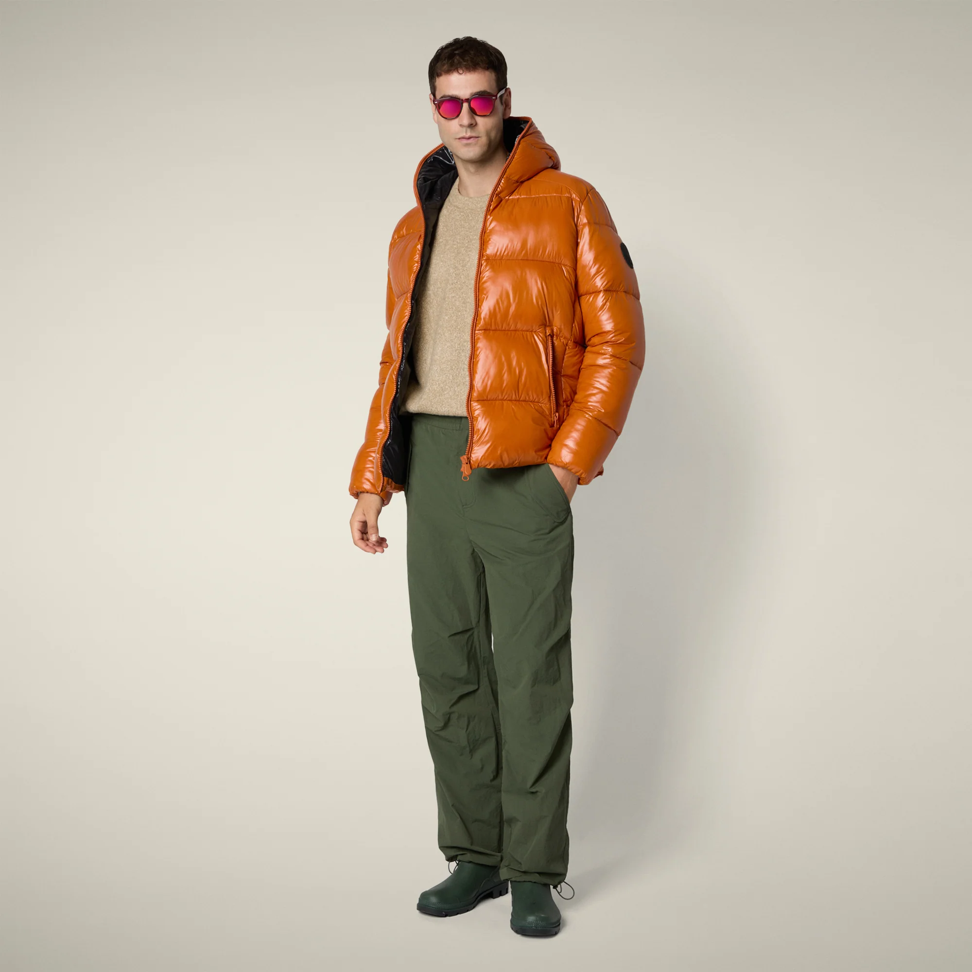 Men's animal free puffer jacket Edgard in fox brown