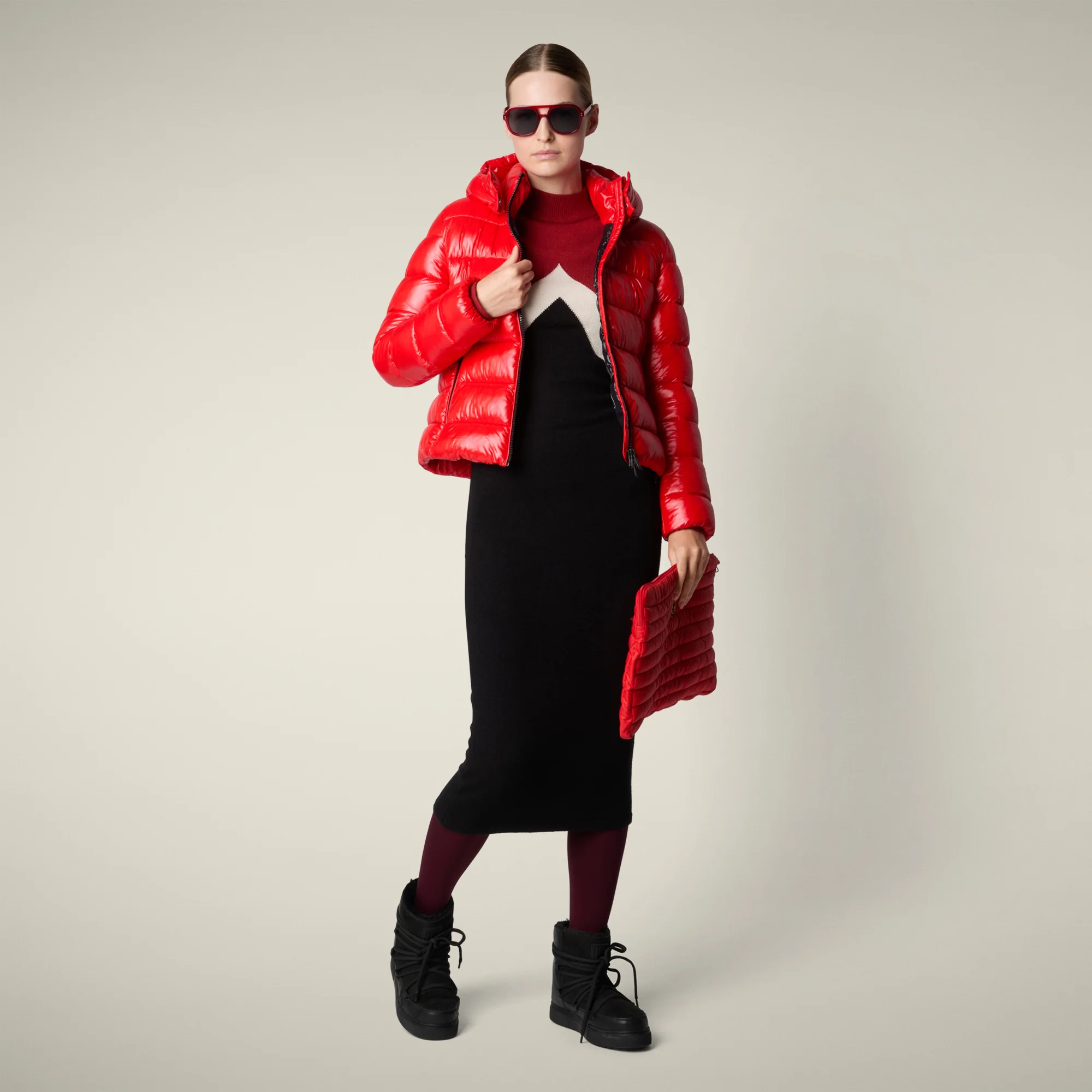 Women's Animal free puffer Jacket Cosmary in fiery red