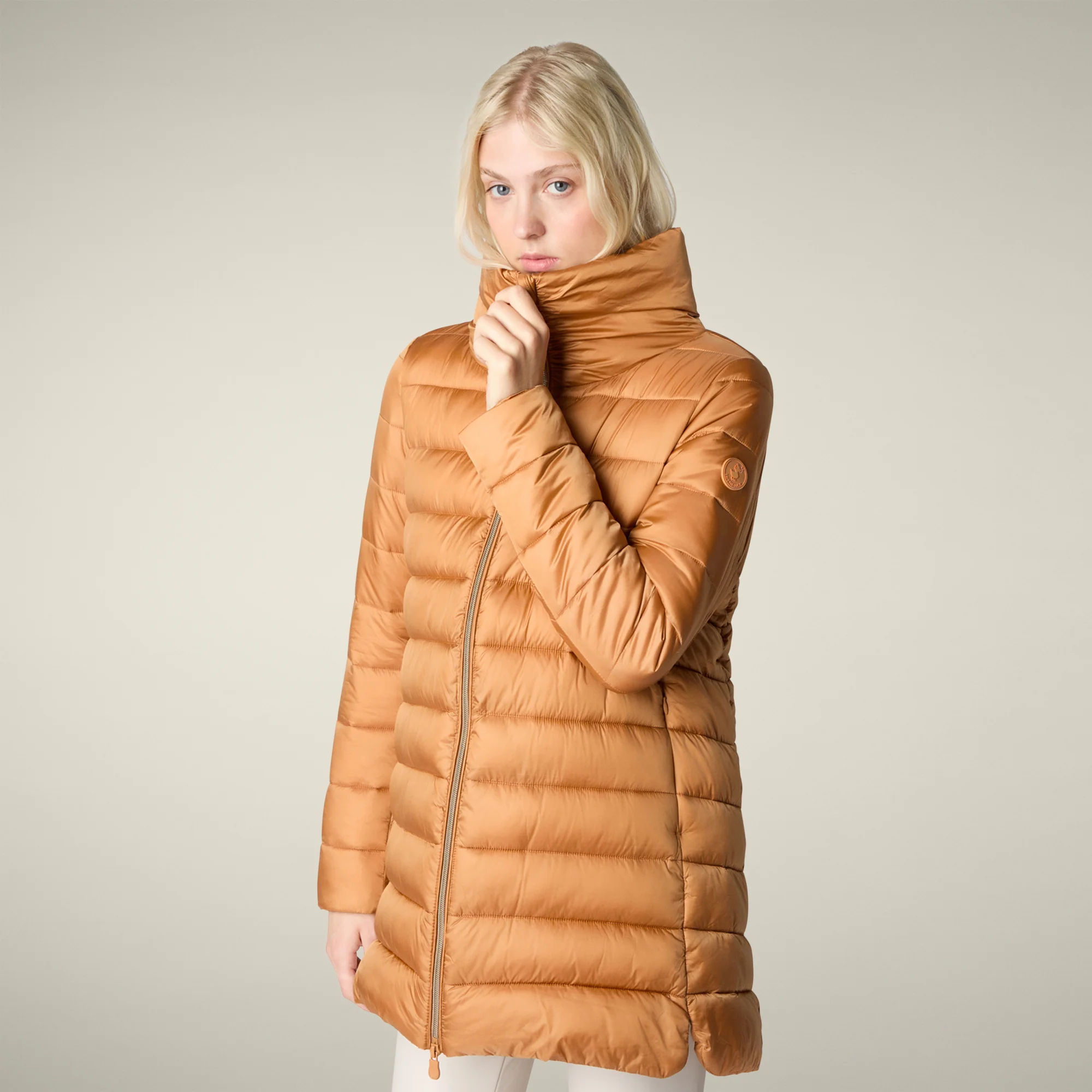 Women's Animal free puffer Jacket Lydia in Toffee Brown
