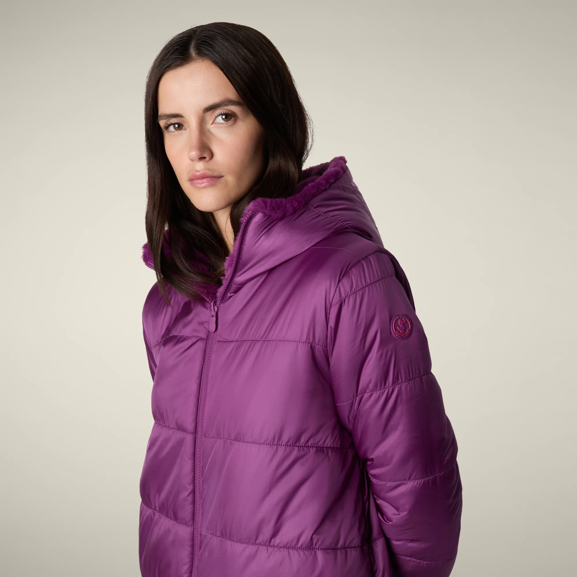 Women's FAUX FUR Reversible jacket Hellen in Cyclamen Violet