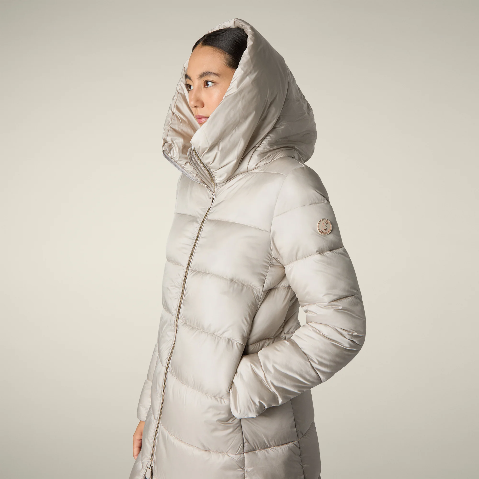 Women's Animal free puffer Coat Lysa in rainy beige