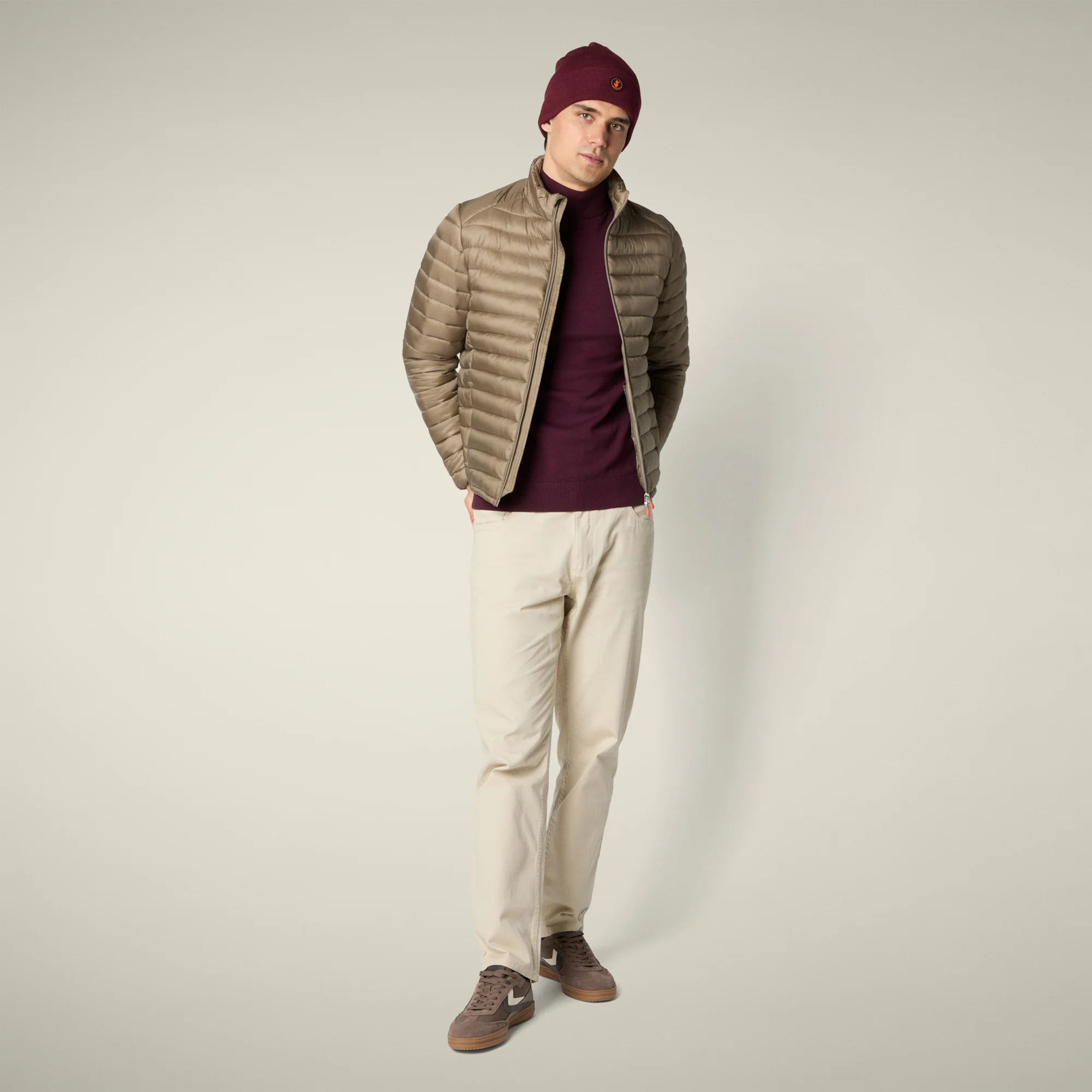 Men's animal free puffer jacket Cyrion in elephant grey