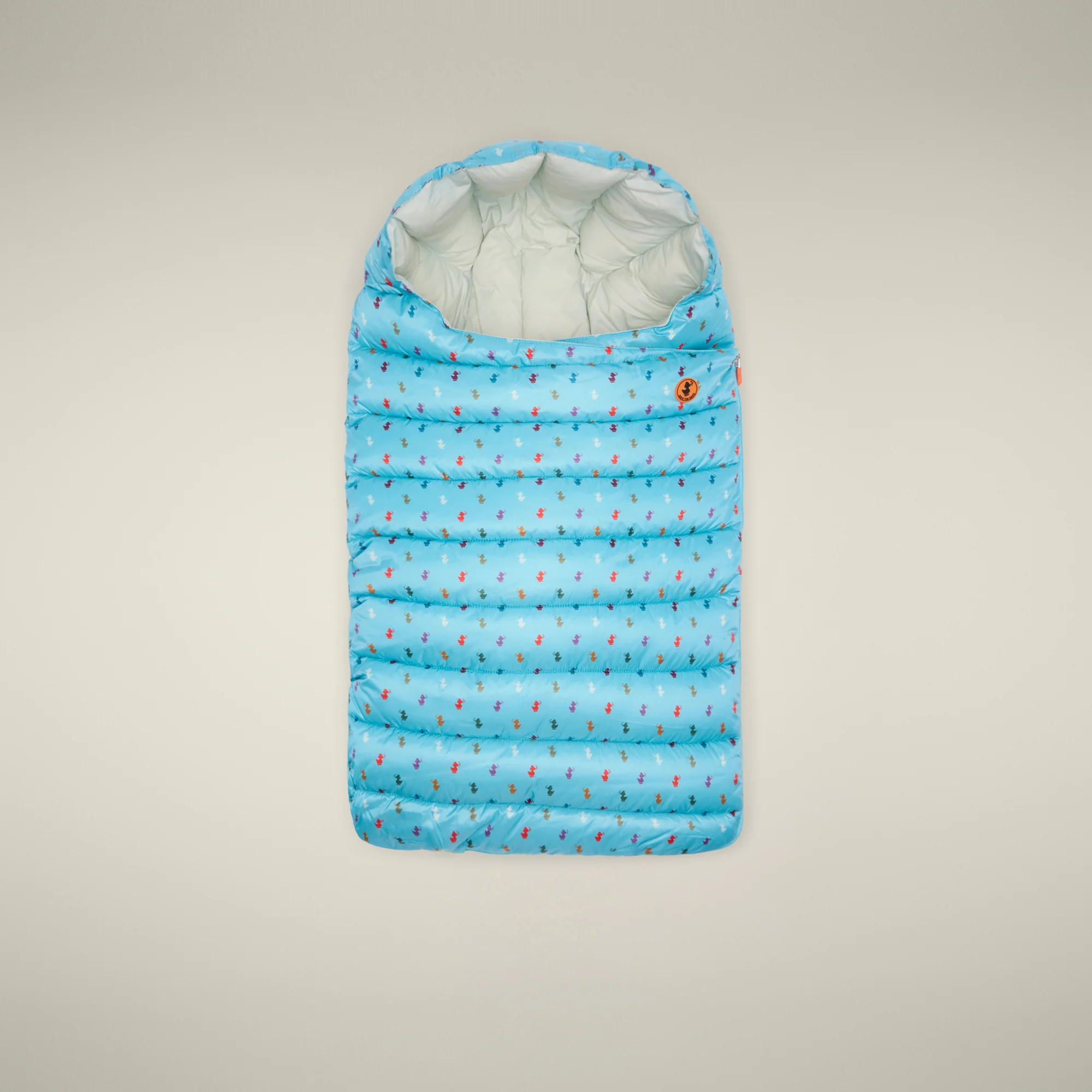 Unisex baby sleeping bag Buz in Light Blue with Ducks Print