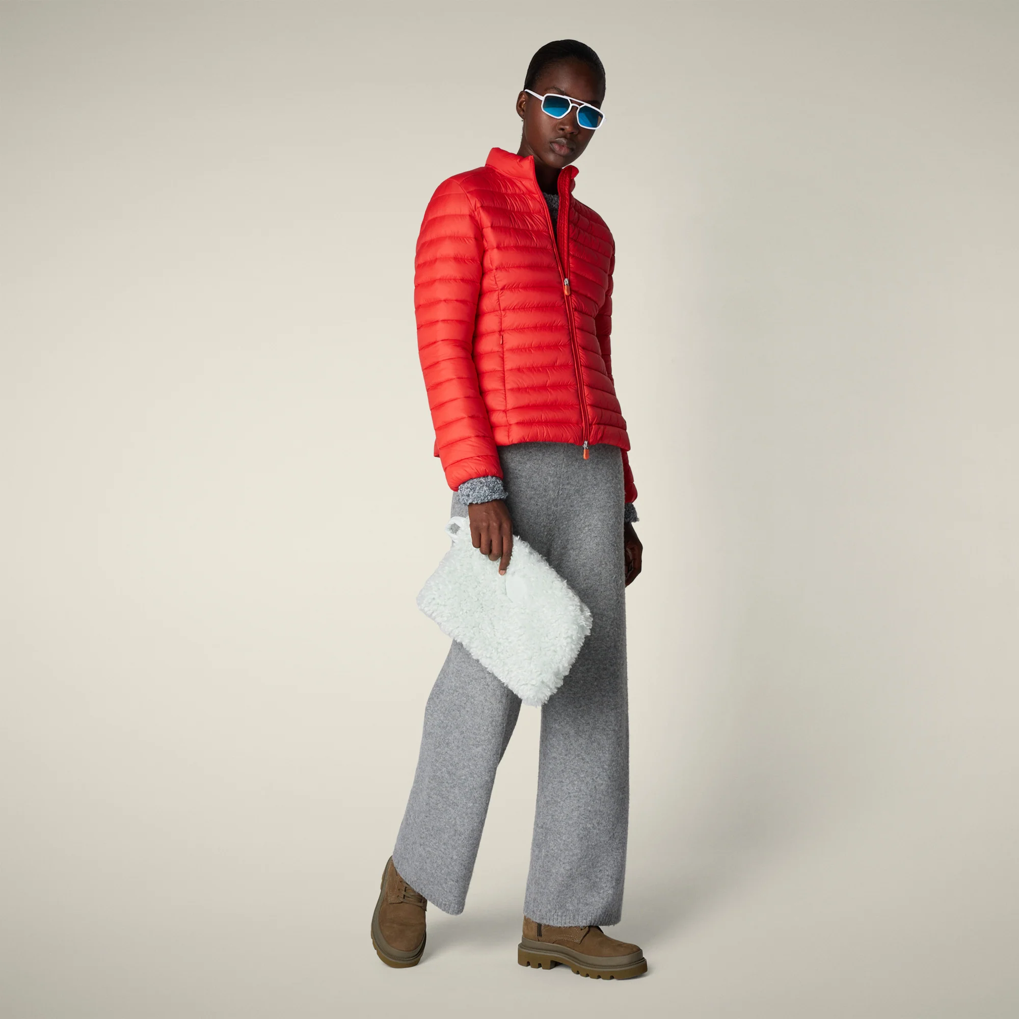 Women's animal free puffer jacket Carly in Fiery red