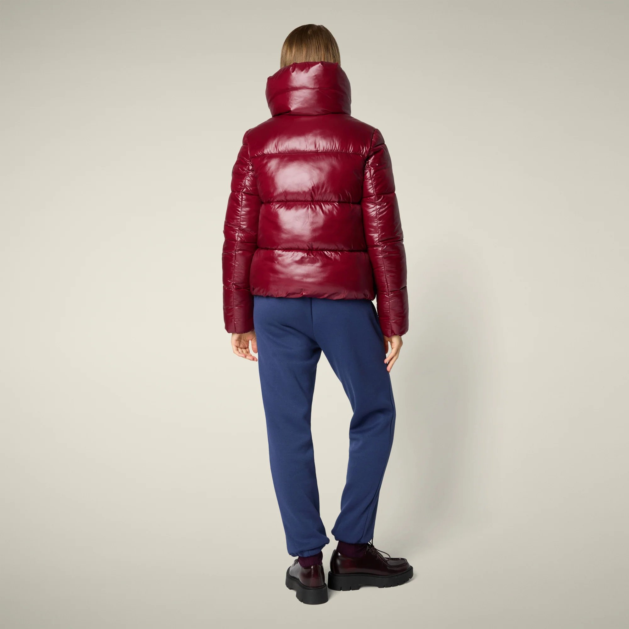 Women's Animal free puffer Jacket Isla in Wine Red