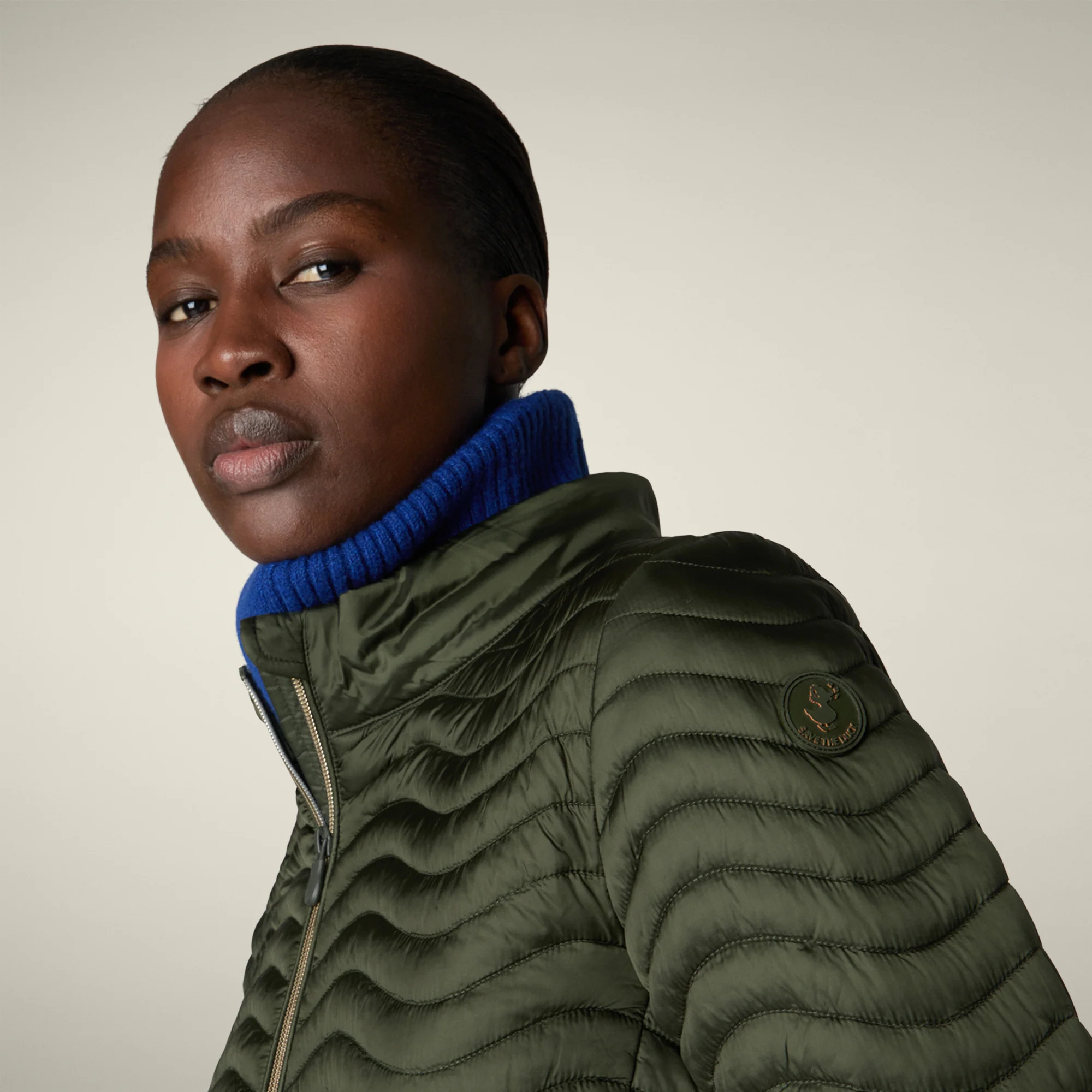 Women's Animal free puffer Jacket Pearl in Pine Green