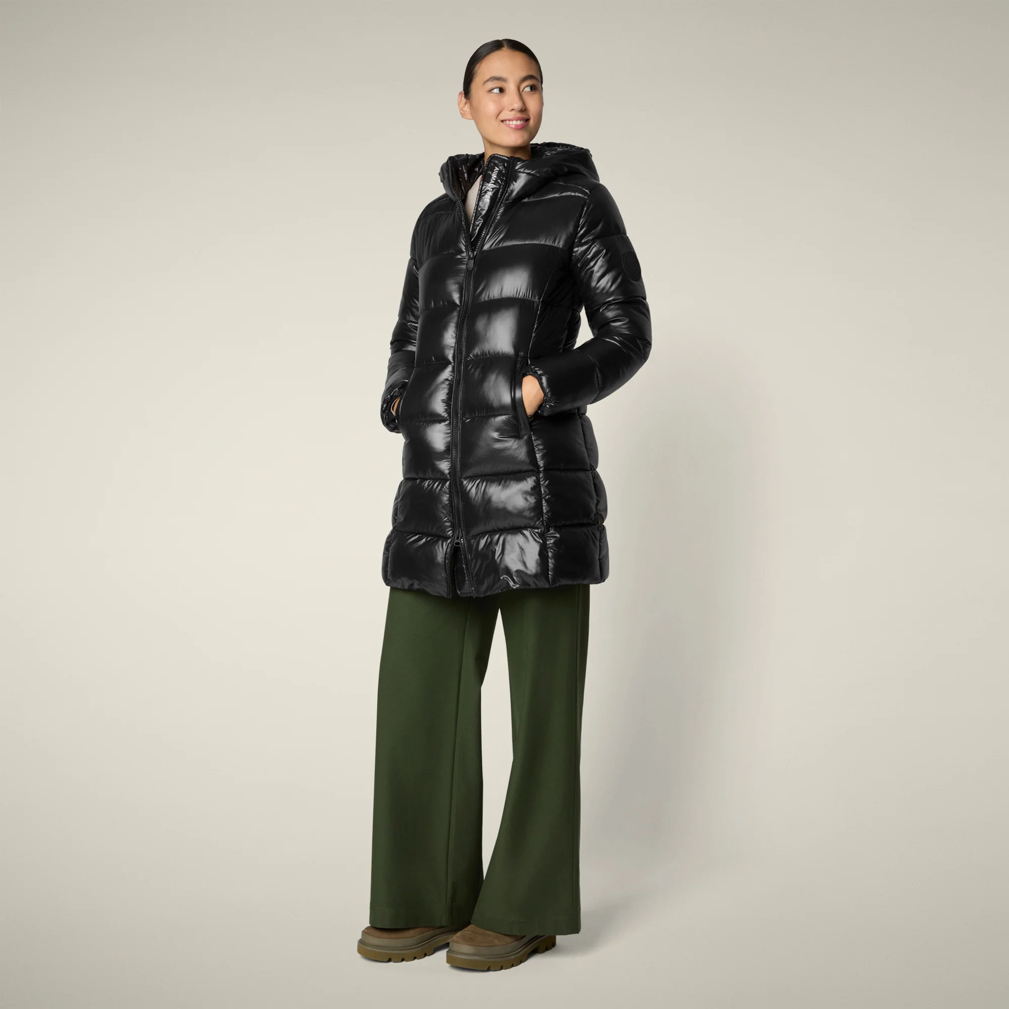Women's Animal free puffer Coat ines in black