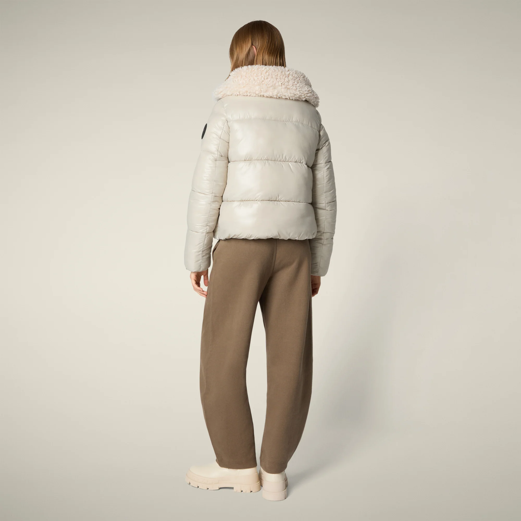 Women's Animal free puffer jacket Moma in rainy beige