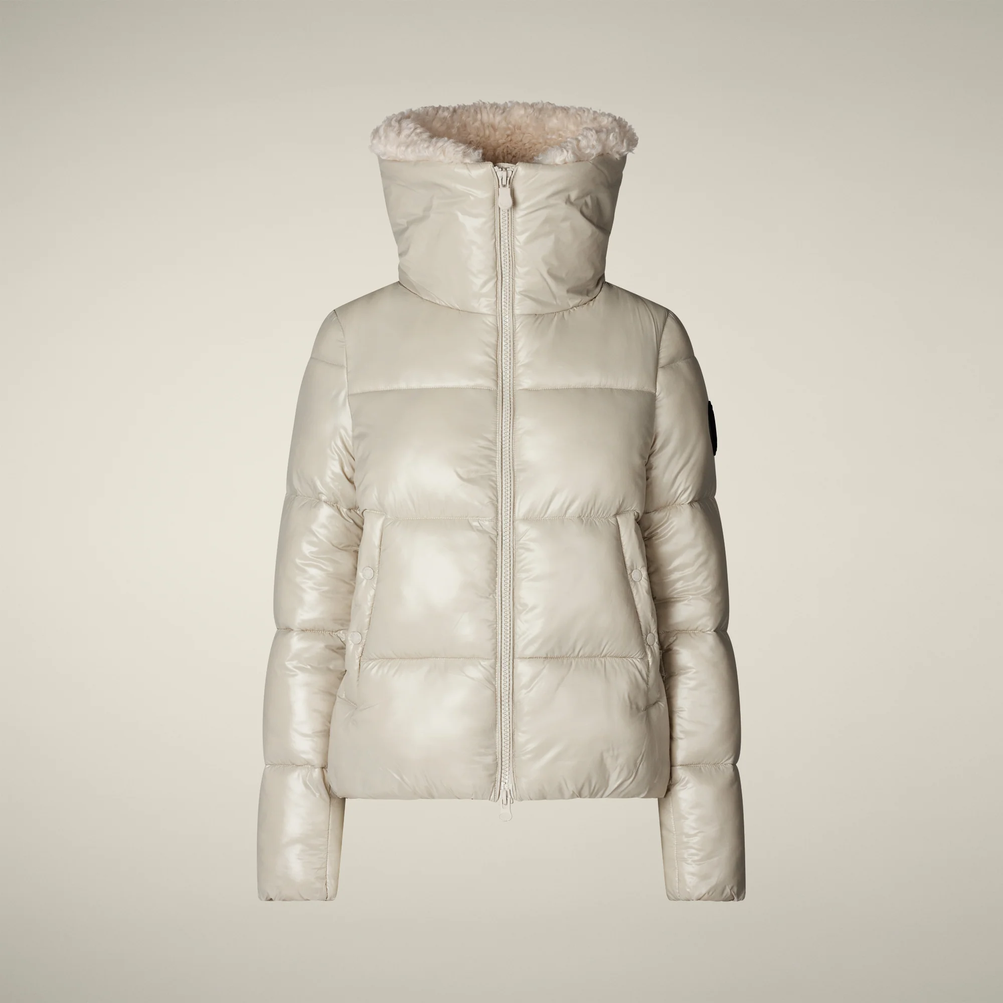 Women's Animal free puffer jacket Moma in rainy beige