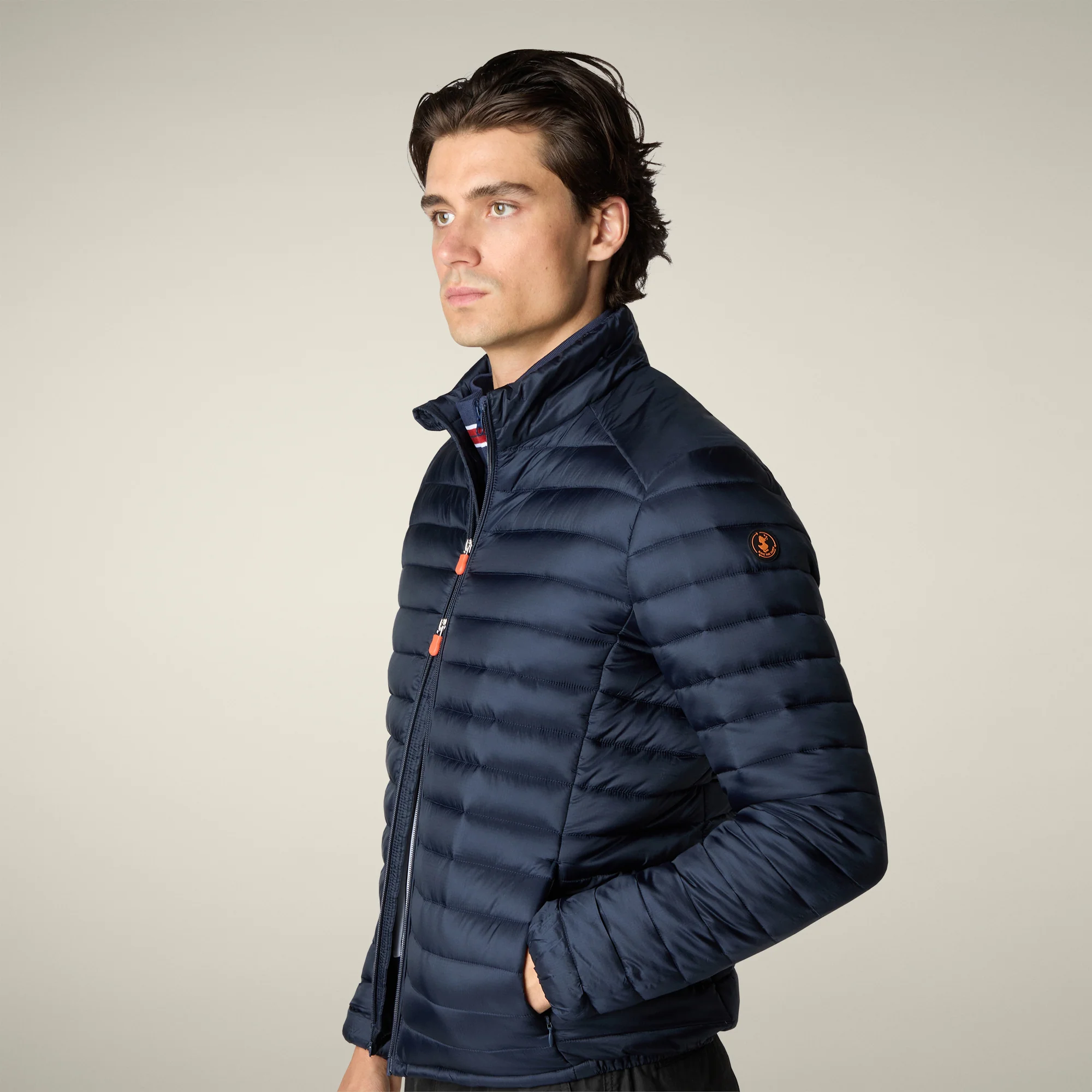 Men's animal free puffer jacket Cyrion in navy blue