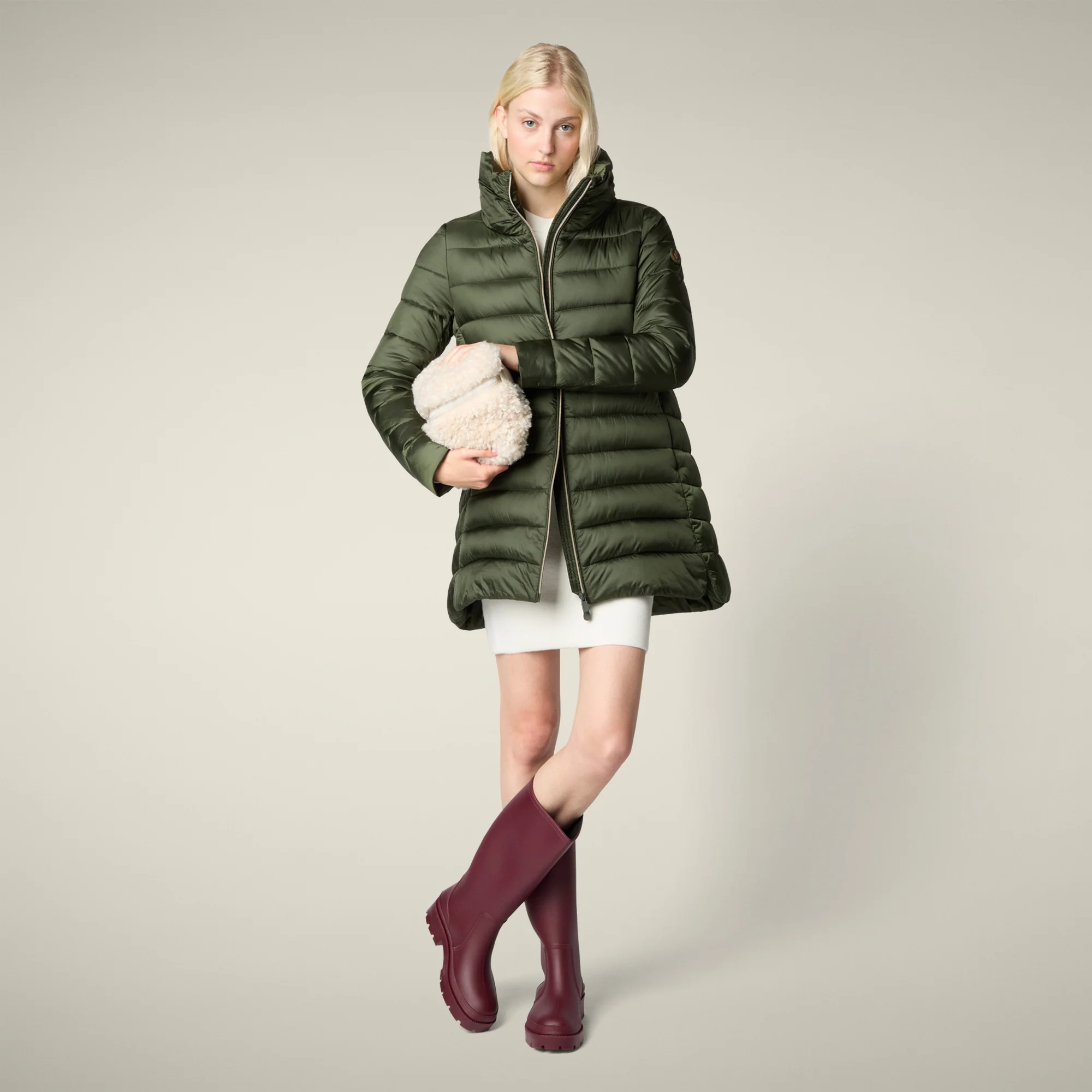 Women's Animal free puffer Jacket Lydia in Pine Green