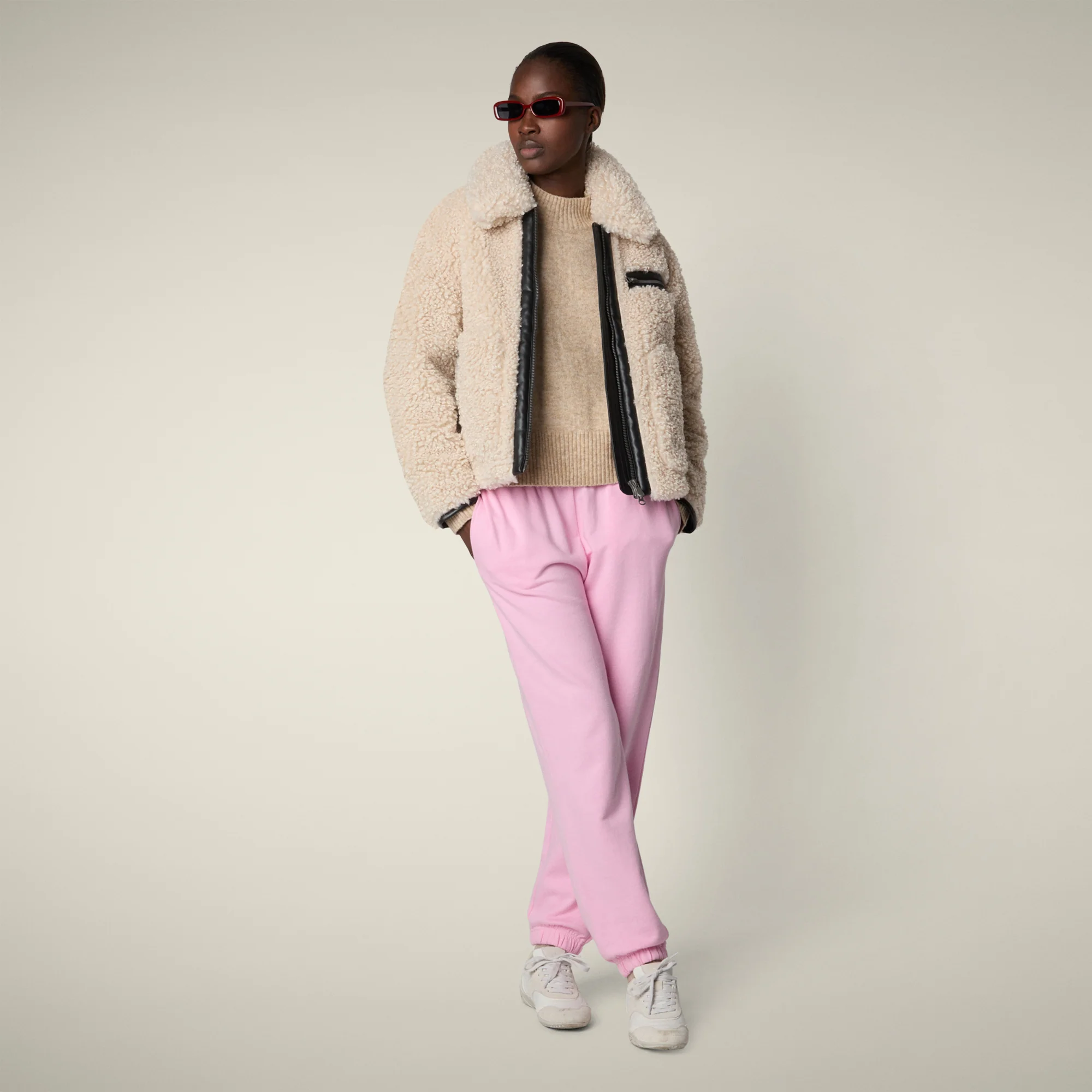 Women's faux fur Jacket Hester in Shore Beige