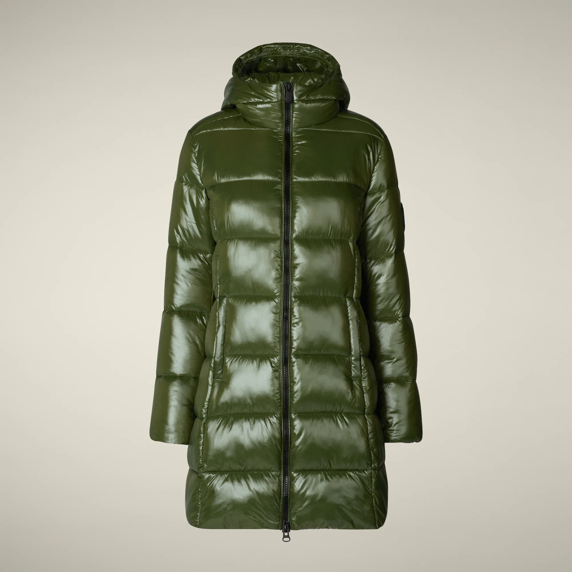Women's Animal free puffer Coat ines in pine green