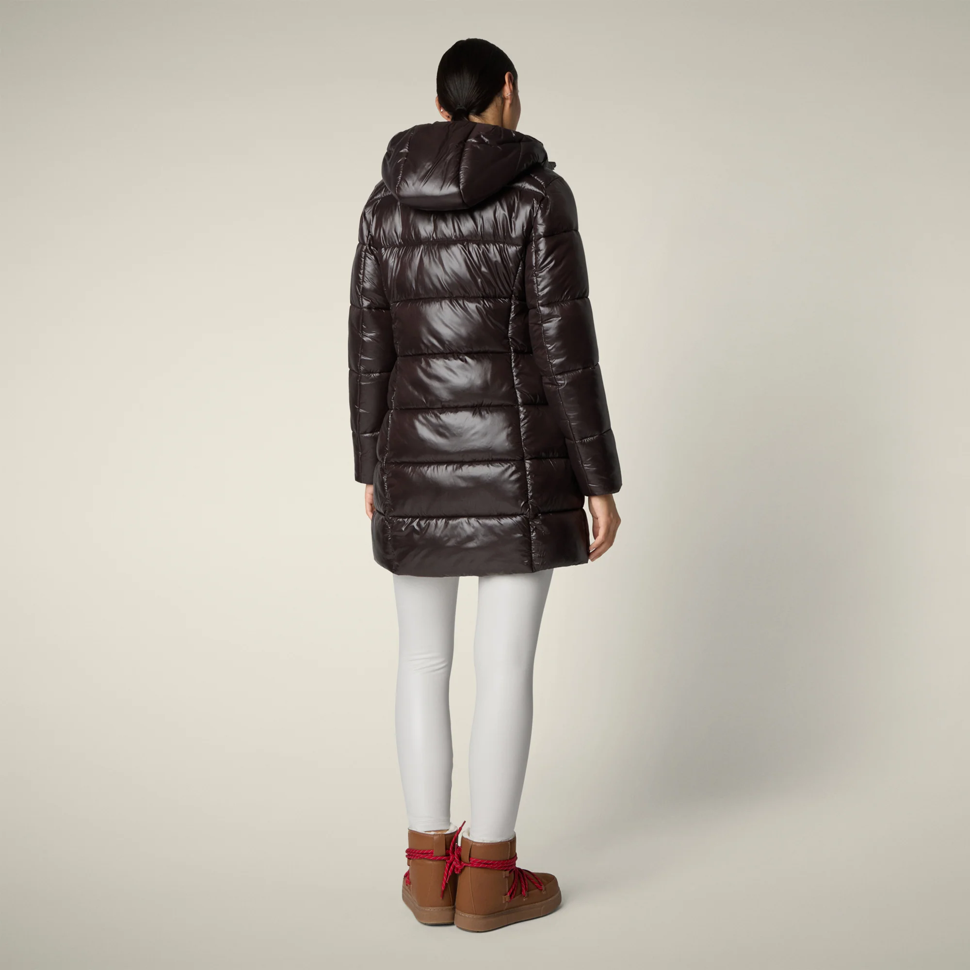 Women's Animal free puffer Coat ines in brown black