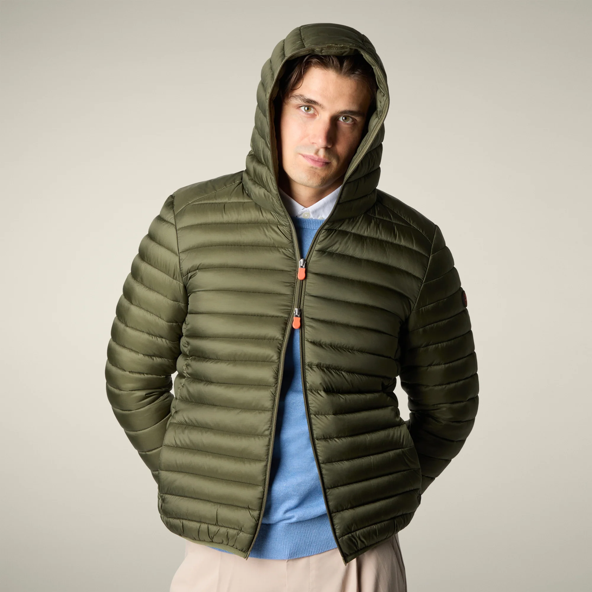 Men's Animal free puffer Jacket Devon in Dusty Olive