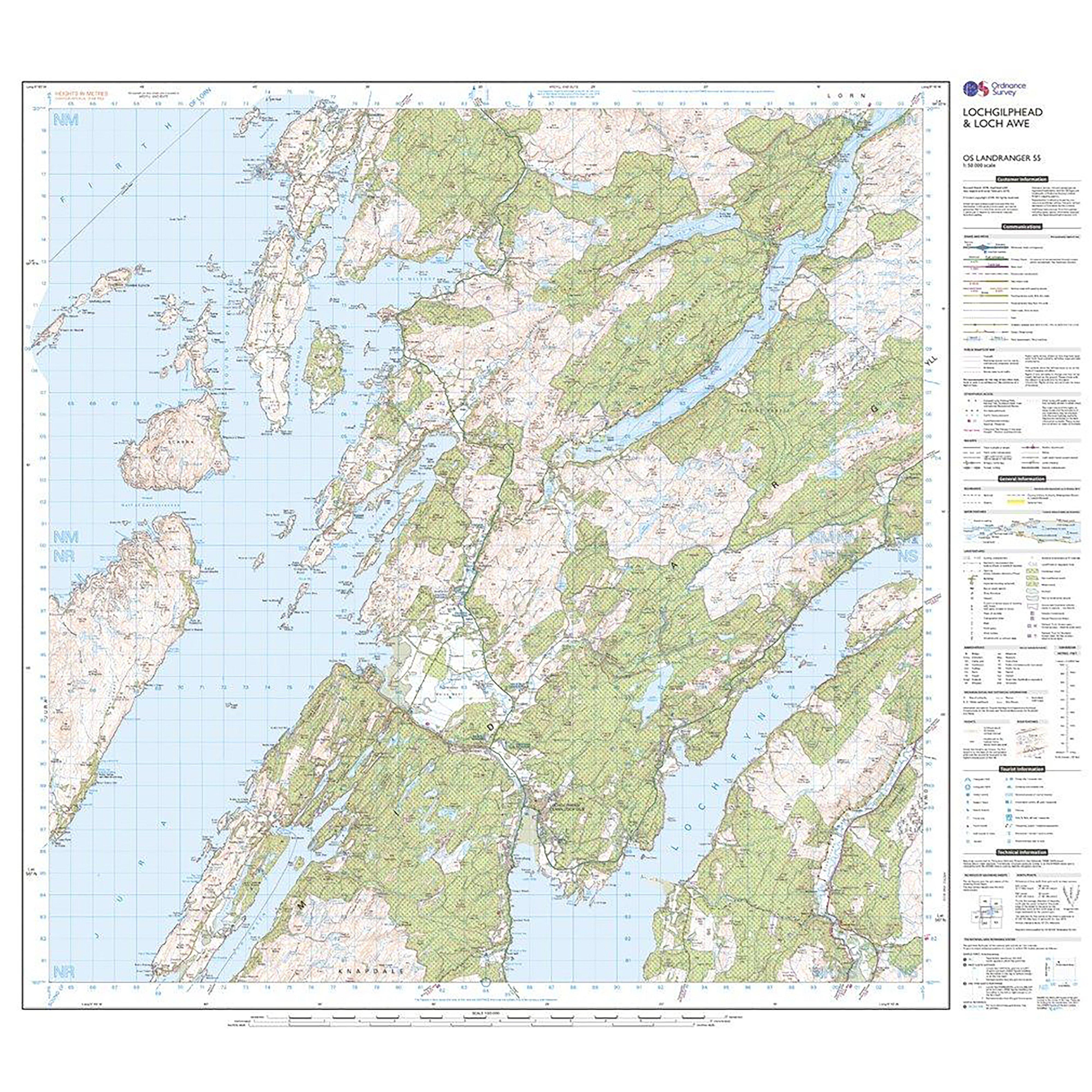 Landranger Active 55 Lochgilphead & Loch Awe Map With Digital Version