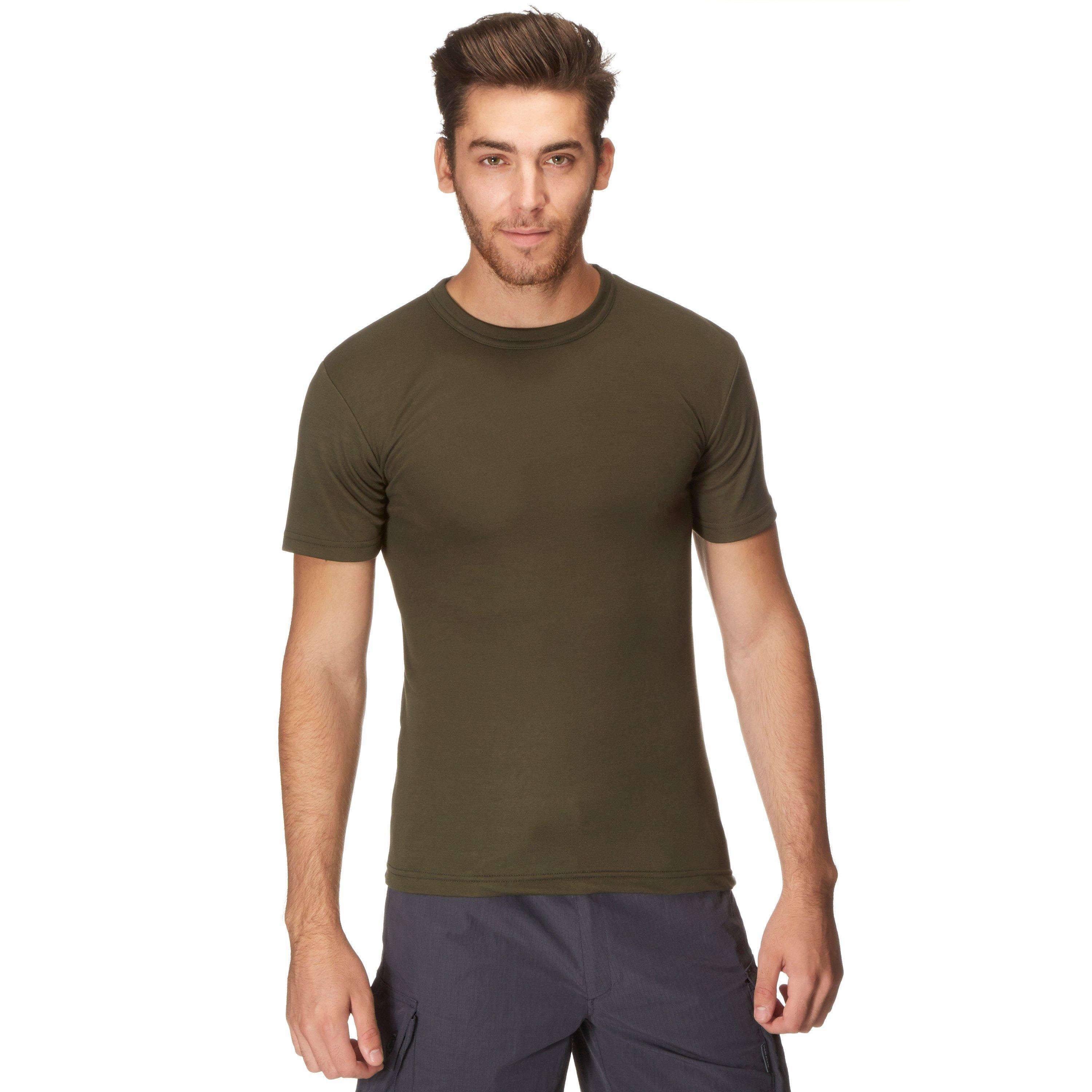 Mens Short Sleeved Thermal Crew Neck Top Khaki