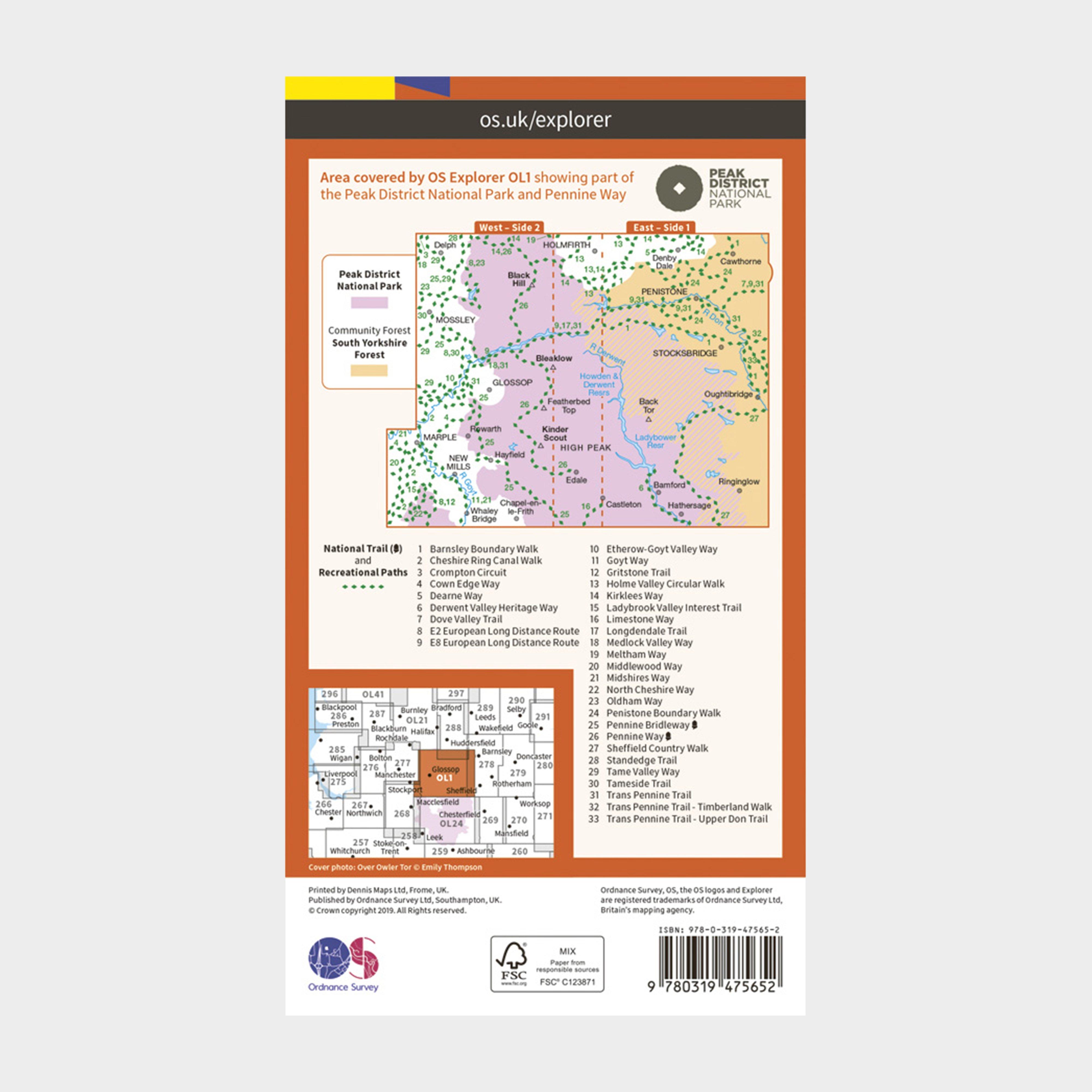 Explorer Active OL1 The Peak District - Dark Peak Area Map