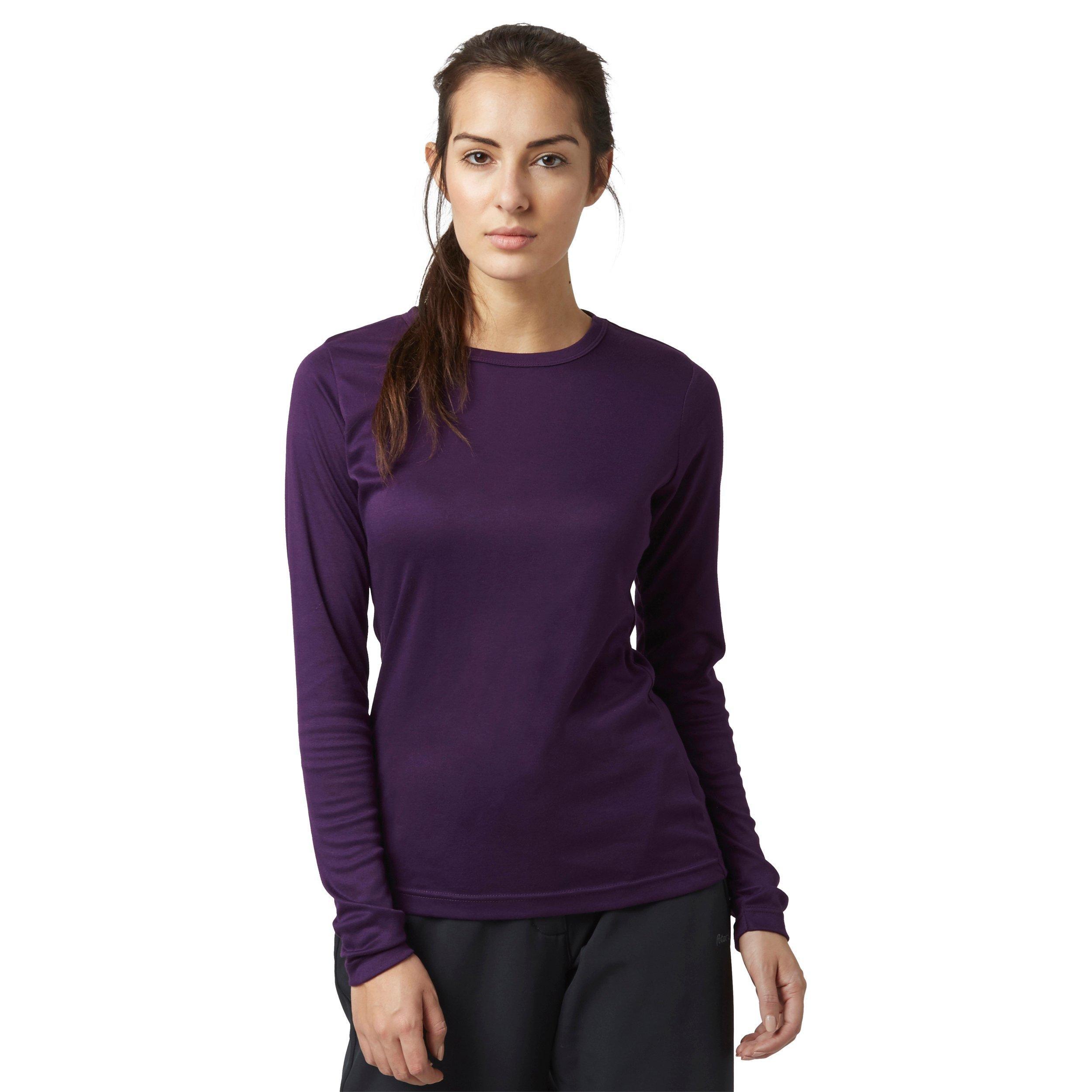 Womens Long Sleeved Thermal Crew Neck Top Purple