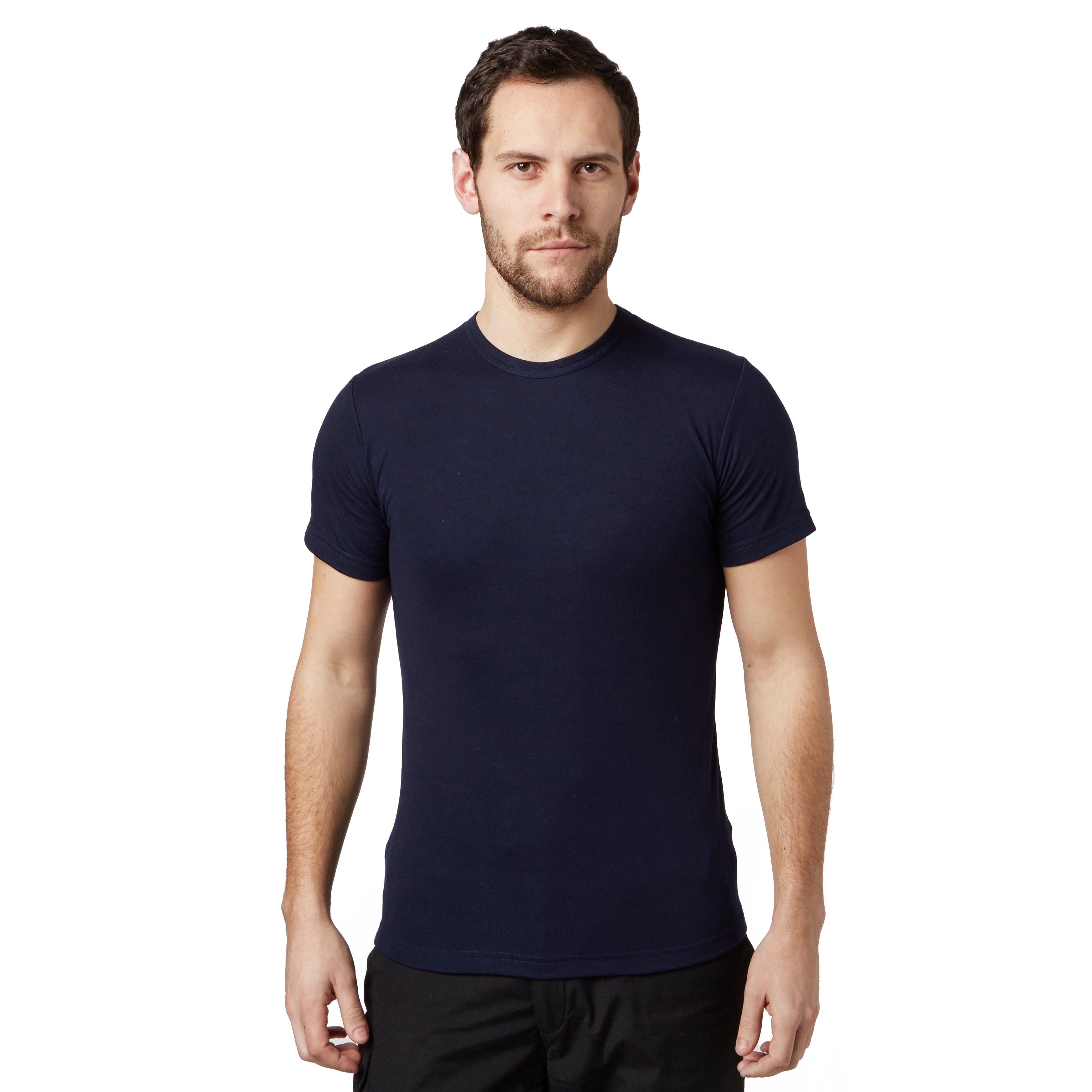 Mens Short Sleeved Thermal Crew Neck Top Navy