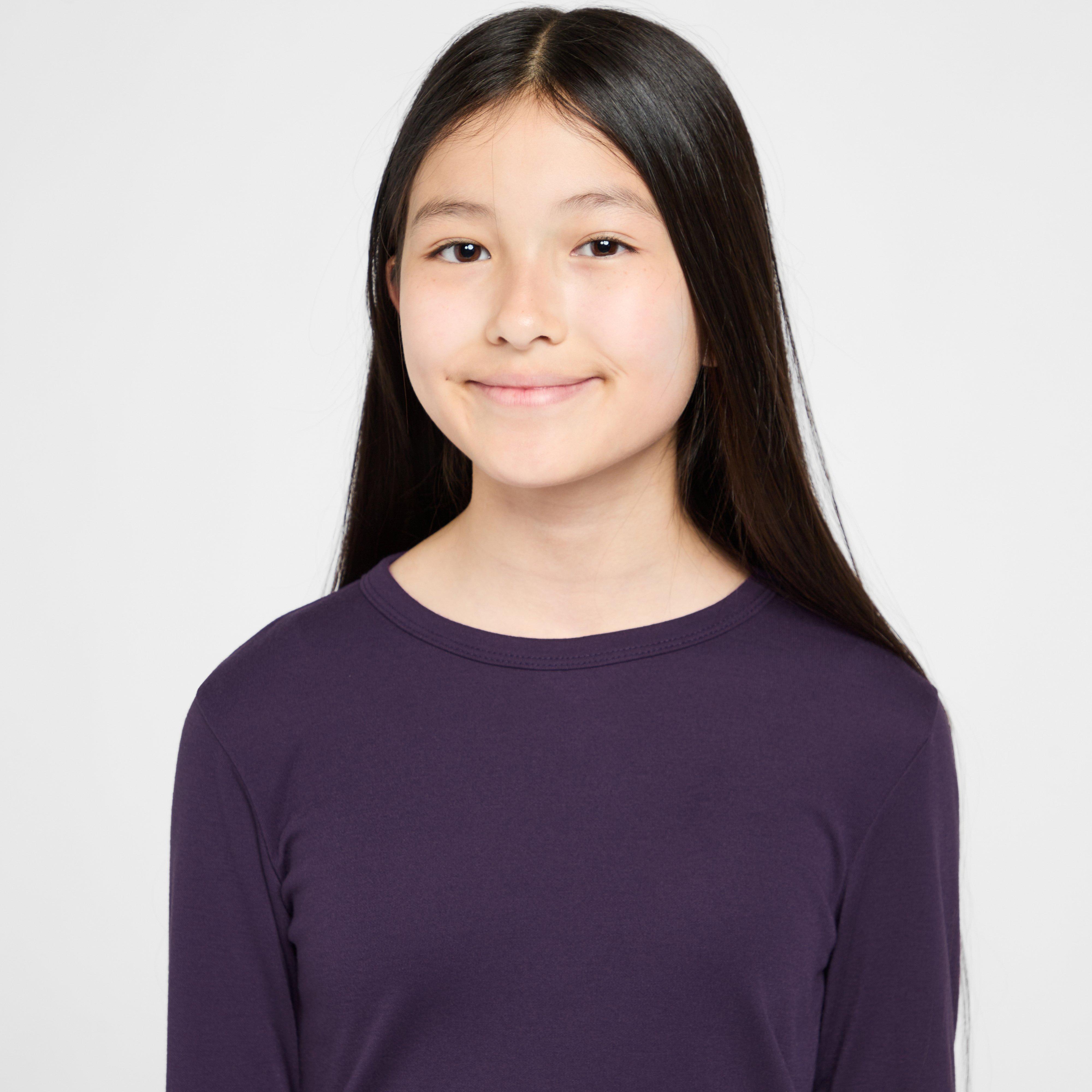 Kids Long Sleeved Thermal Crew Neck Top Purple