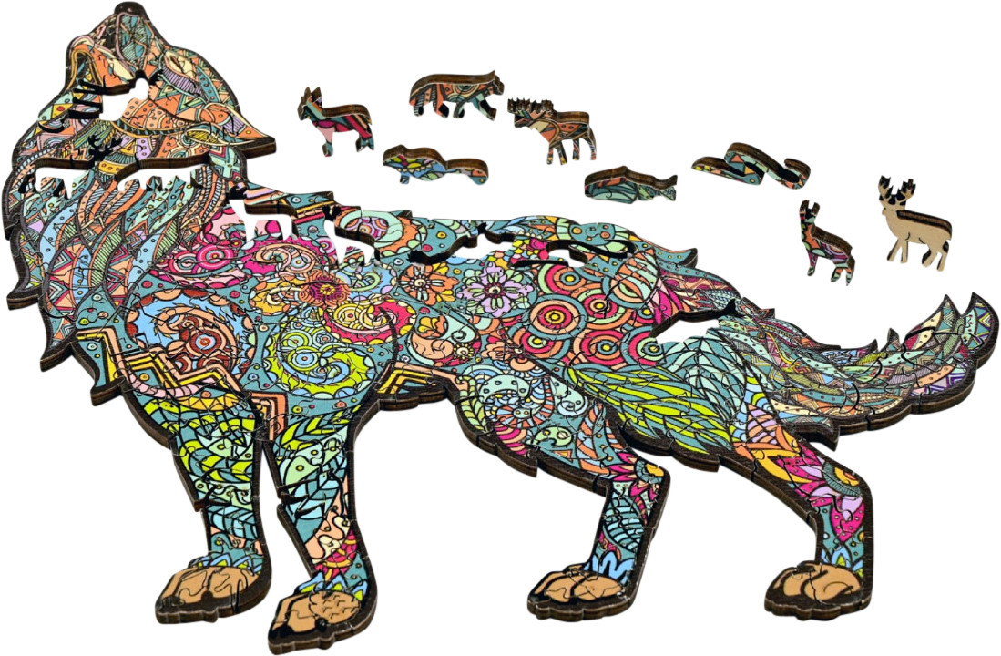 Outside Inside Timber Wolf Wood Puzzle