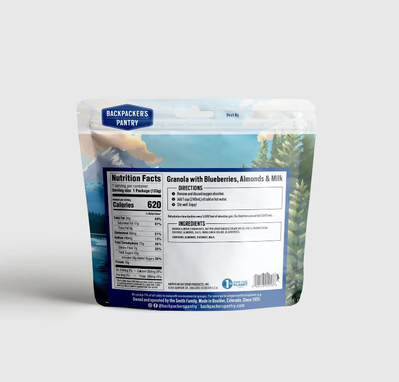 Backpacker's Pantry Granola with Blueberries, Almonds and Milk