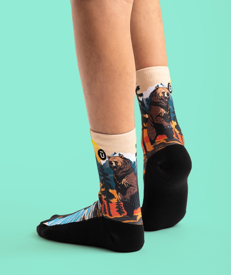 Outway Grizzly Bear Youth Crew Sock - Unisex - Youths