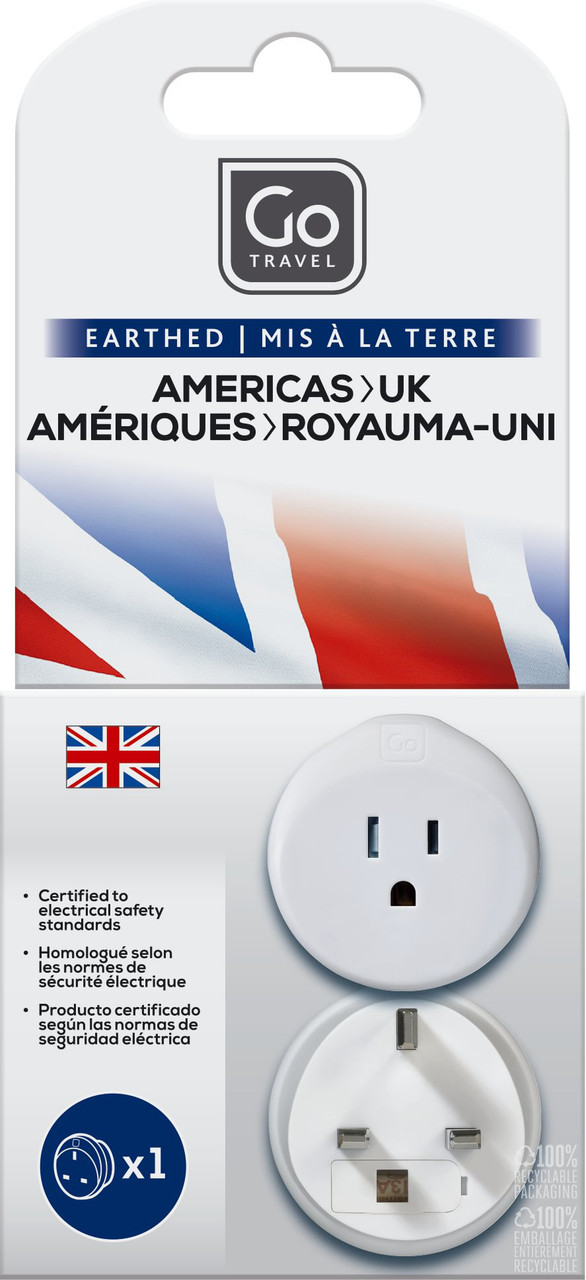 Go Travel North America to UK Travel Adapter