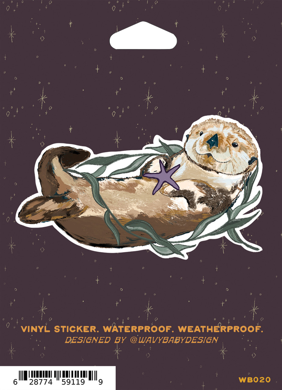 Wavy Baby Design Sea Otter Sticker