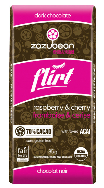 Zazubean Flirt Raspberry & Cherry - Dark Chocolate Bar