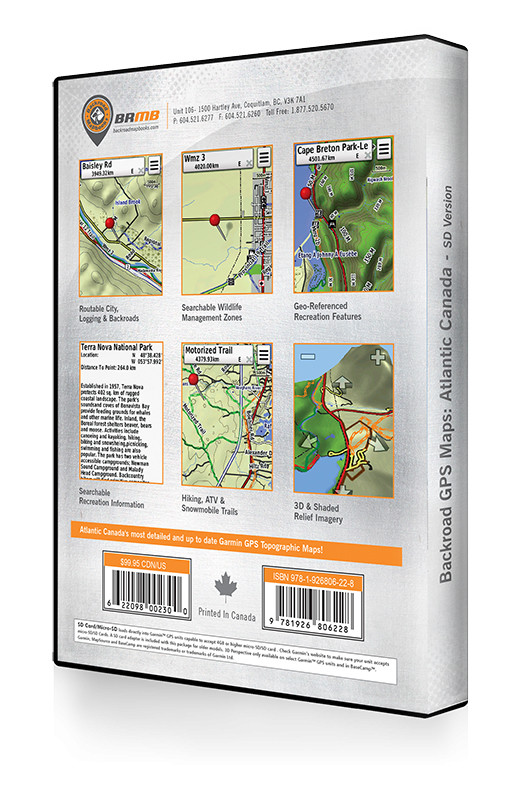 Backroad Mapbooks Atlantic Canada GPS Map SD