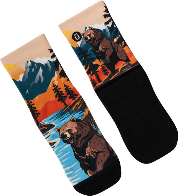 Outway Grizzly Bear Youth Crew Sock - Unisex - Youths