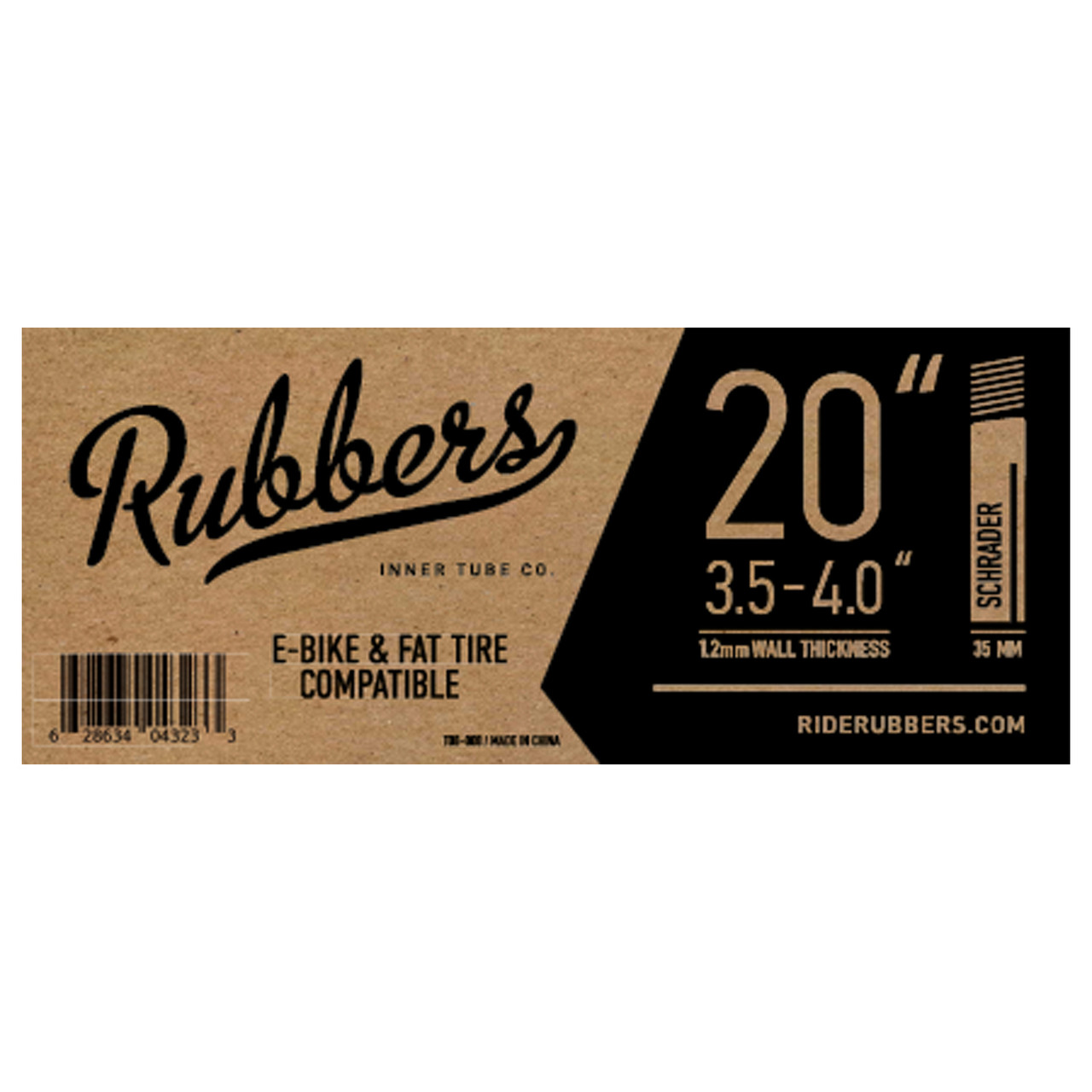 Rubbers 20" x 3.5-4.0" E-bike/Fat Tire (35mm Schrader Valve)