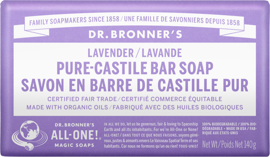 Dr. Bronner's Pure-Castile Lavender Bar Soap 140g