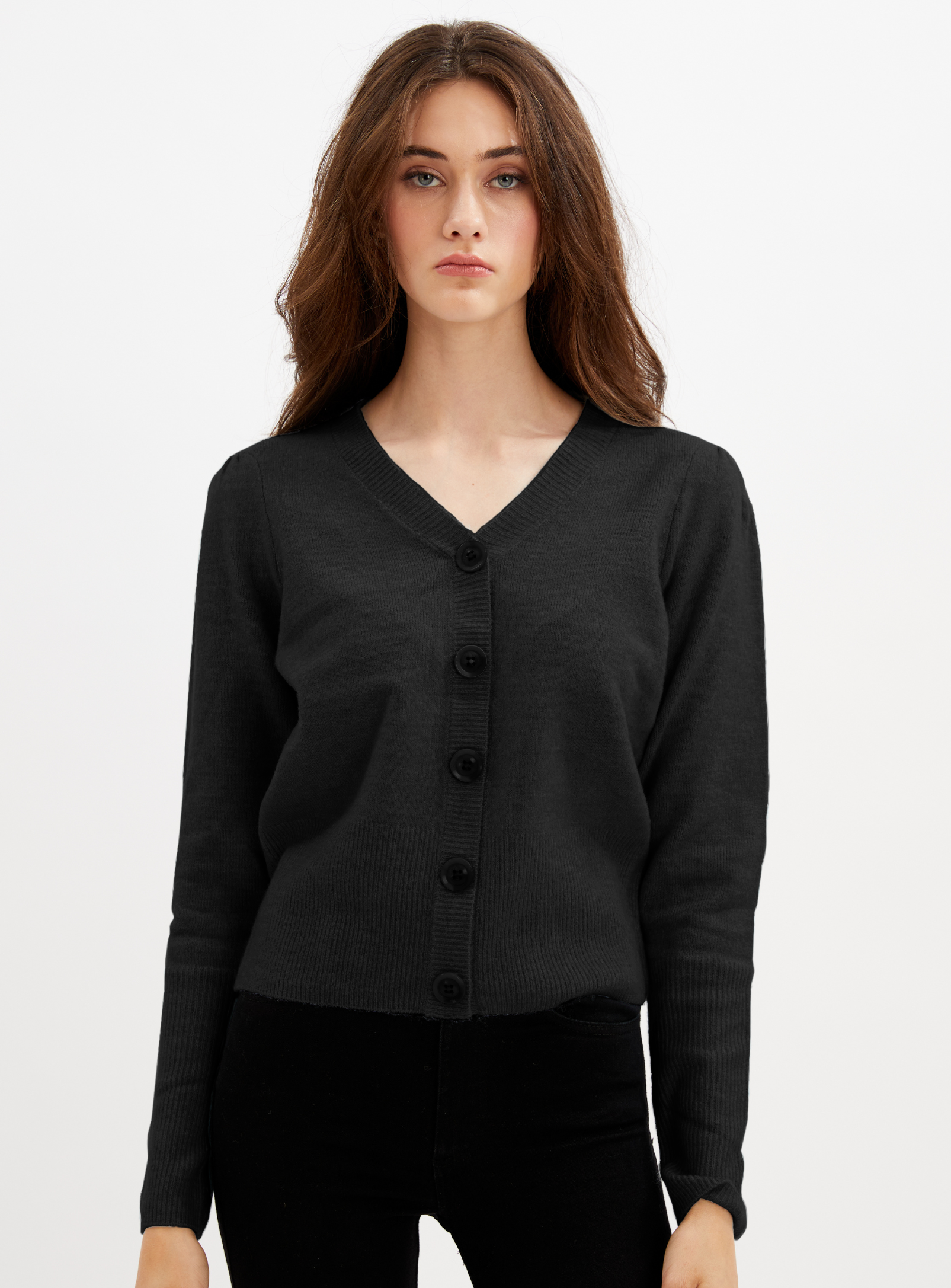 EMILIA | V-neck button up sweater || EMILIA | Pull a col en V à boutons