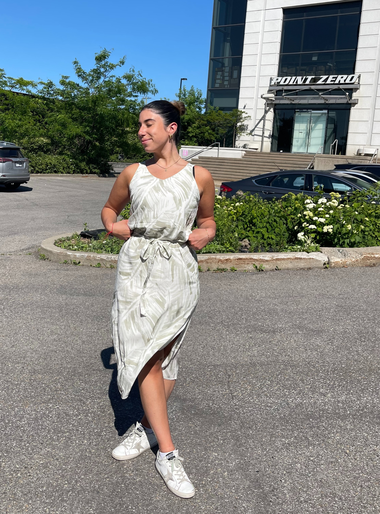 ANNIE| Palm print midi dress || ANNIE| Robe midi motif palmier