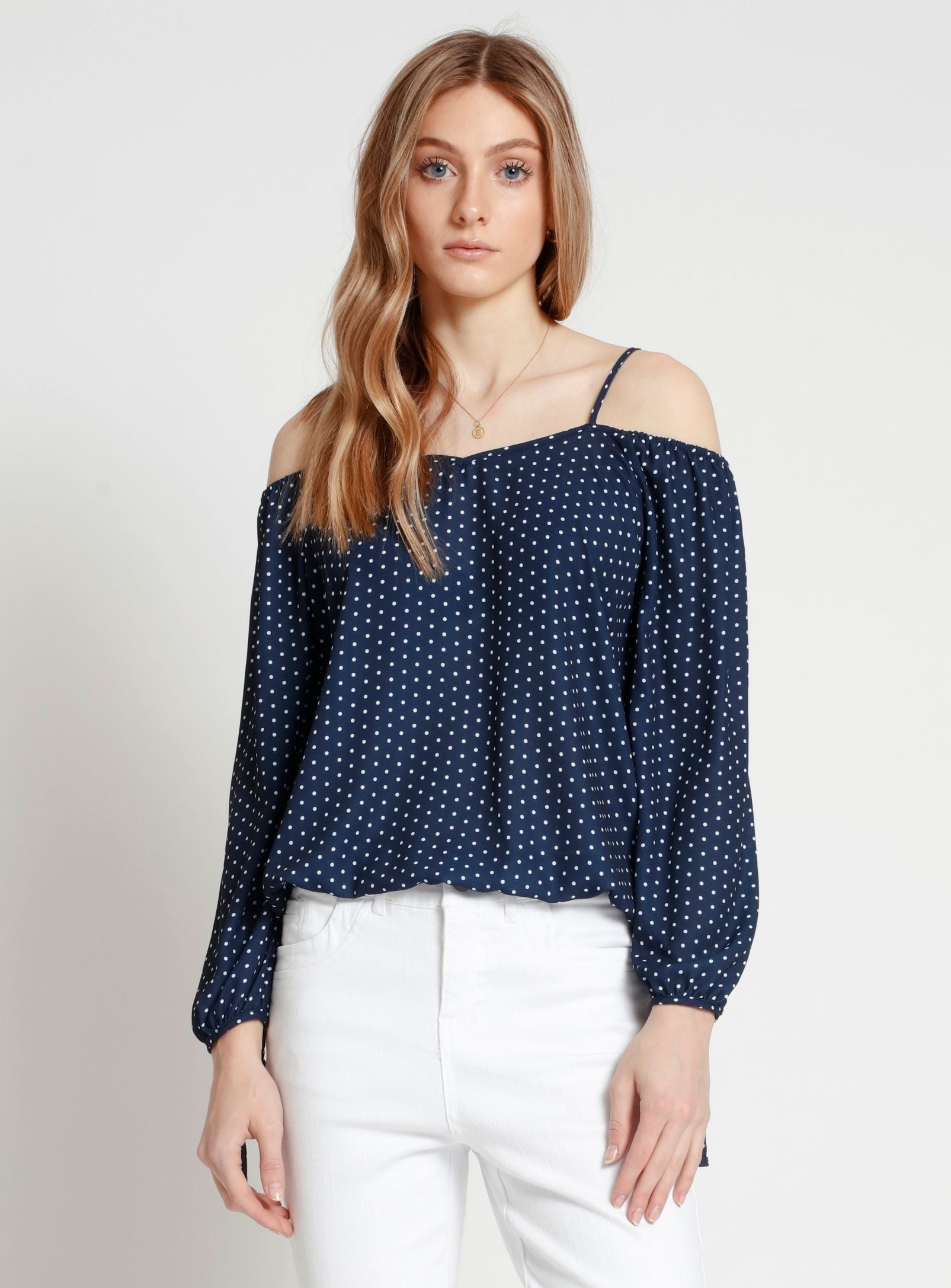 RAMA | Motion Dotted Cold-Shoulder Top ||RAMA | Haut à épaules dénudées et à pois Motion
