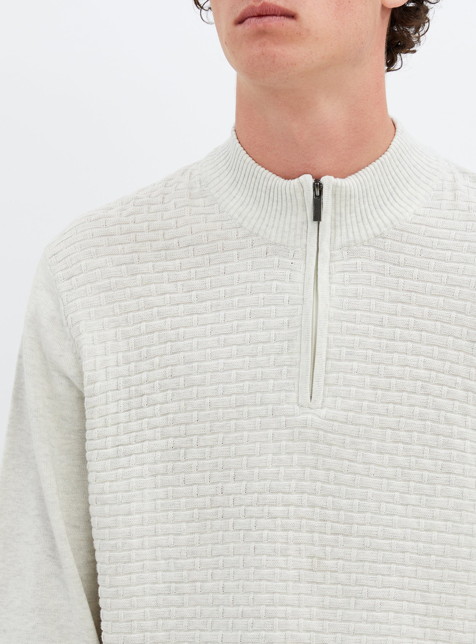 NOLAN  | Nolan cotton mock neck fine gauge sweater || NOLAN  |  Chandail fin en coton à col roulé