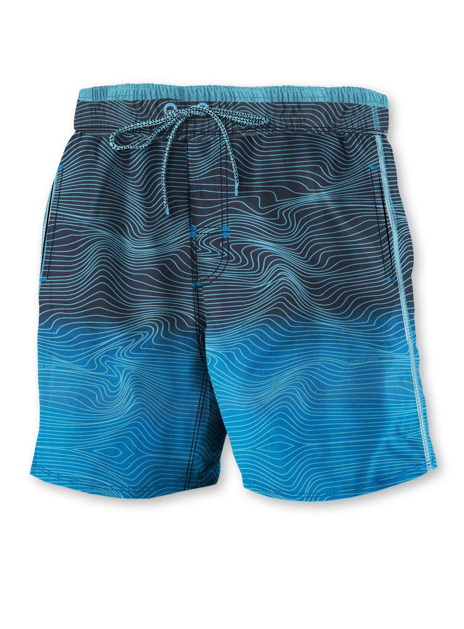 MEZO | Recycled 4 way stretch microfiber ocean current  swim shorts with side reflective tape  || MEZO | Short de bain Ocean Current en microfibre recyclée extensible dans les 4 sens avec bande réfléchissante sur le côté